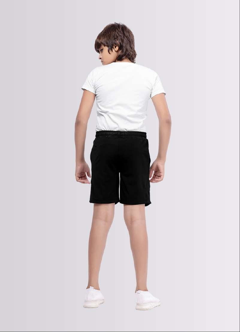 1962 Printed Black Color Polyester Lycra Shorts for Boys - ParrotCrow