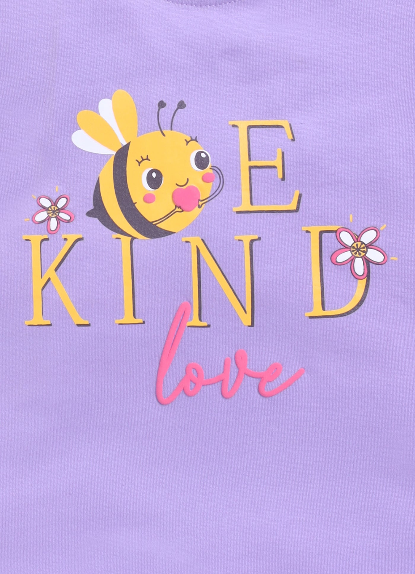 Be Kind Love Printed Cotton T-Shirt for Girls - Violet