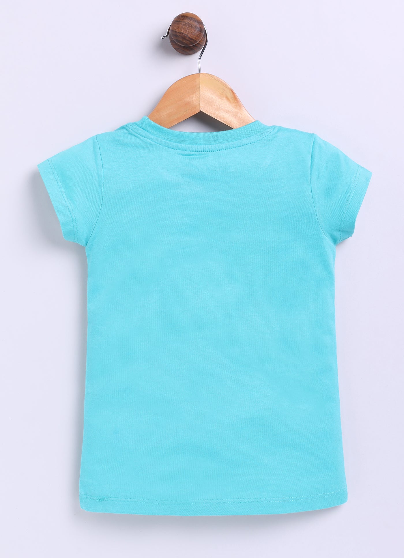 Friends stick together Printed Cotton T-Shirt for Girls - Sea Blue