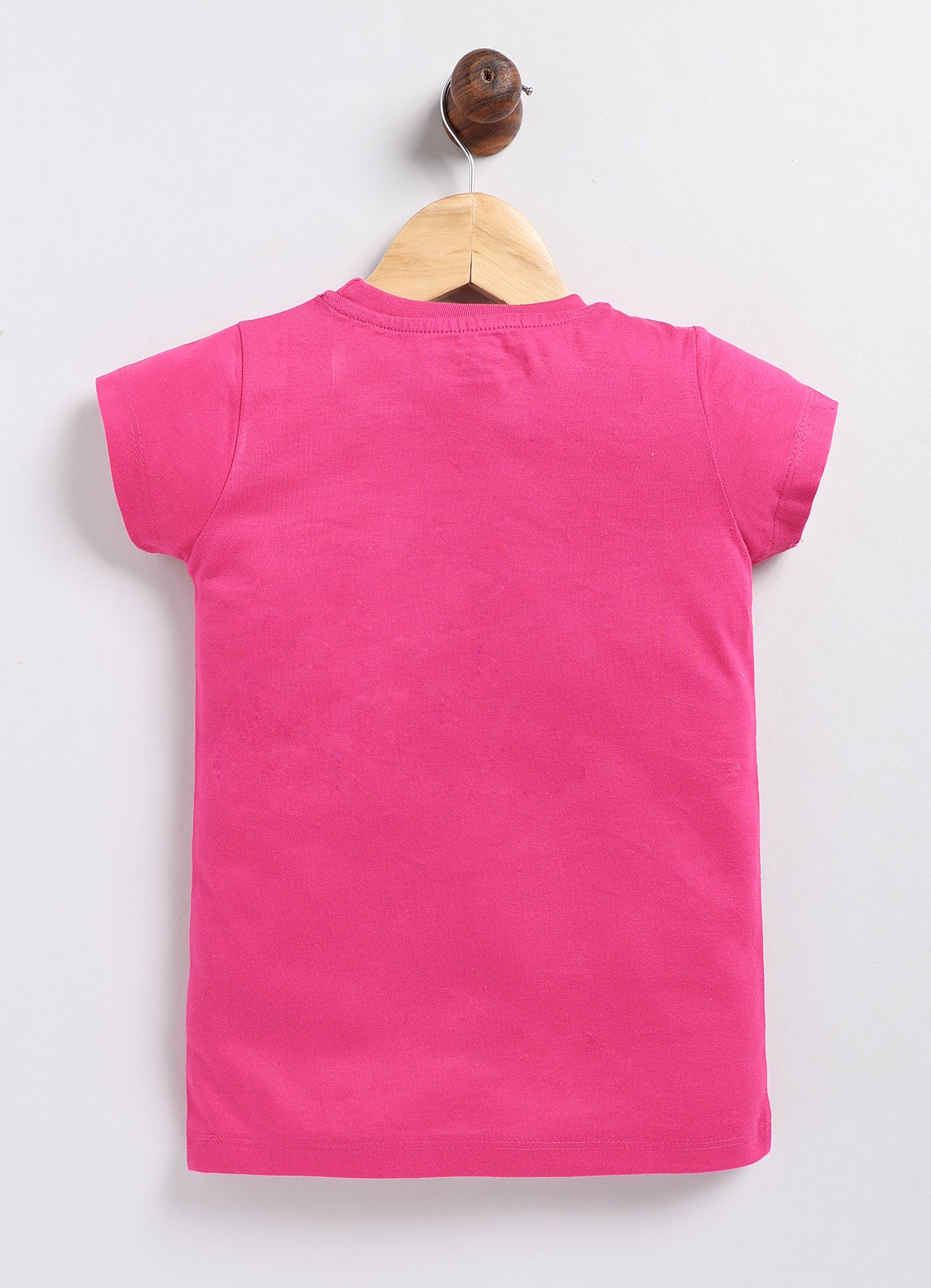 Flower Printed Cotton T-Shirt for Girls - Dark Pink