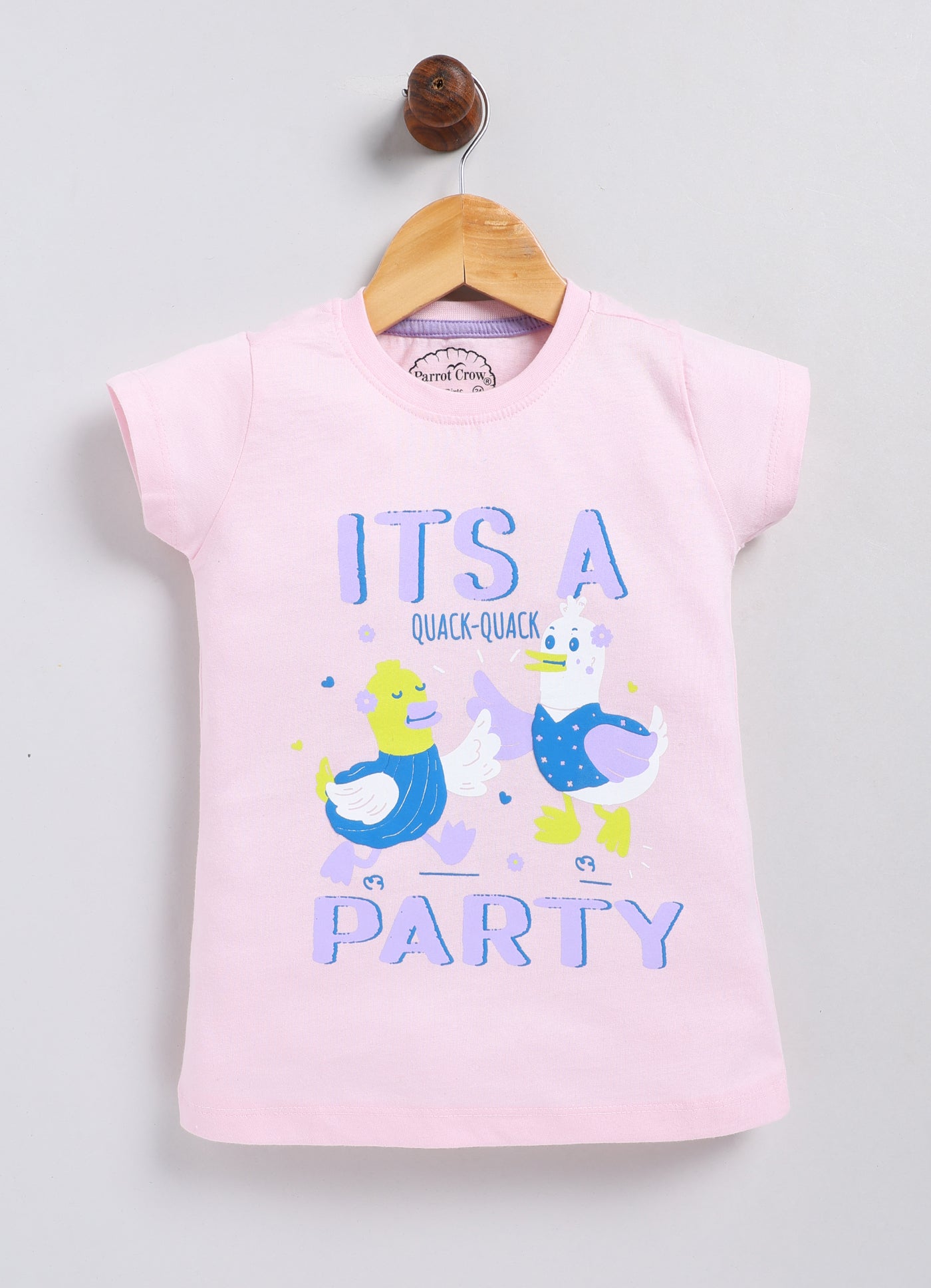 It’s a party Print Cotton T-Shirt for Girls - Pink