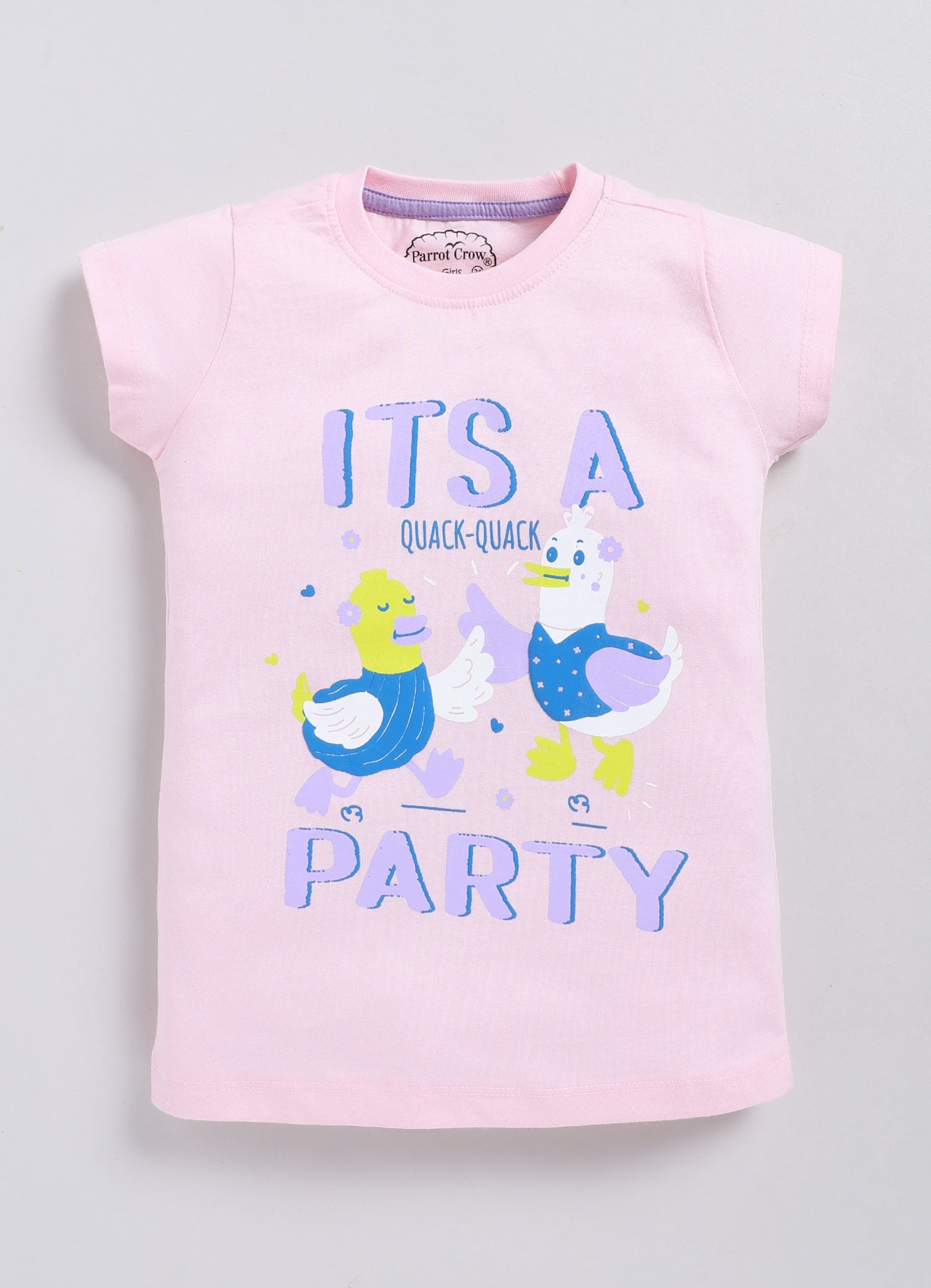 It’s a party Print Cotton T-Shirt for Girls - Pink