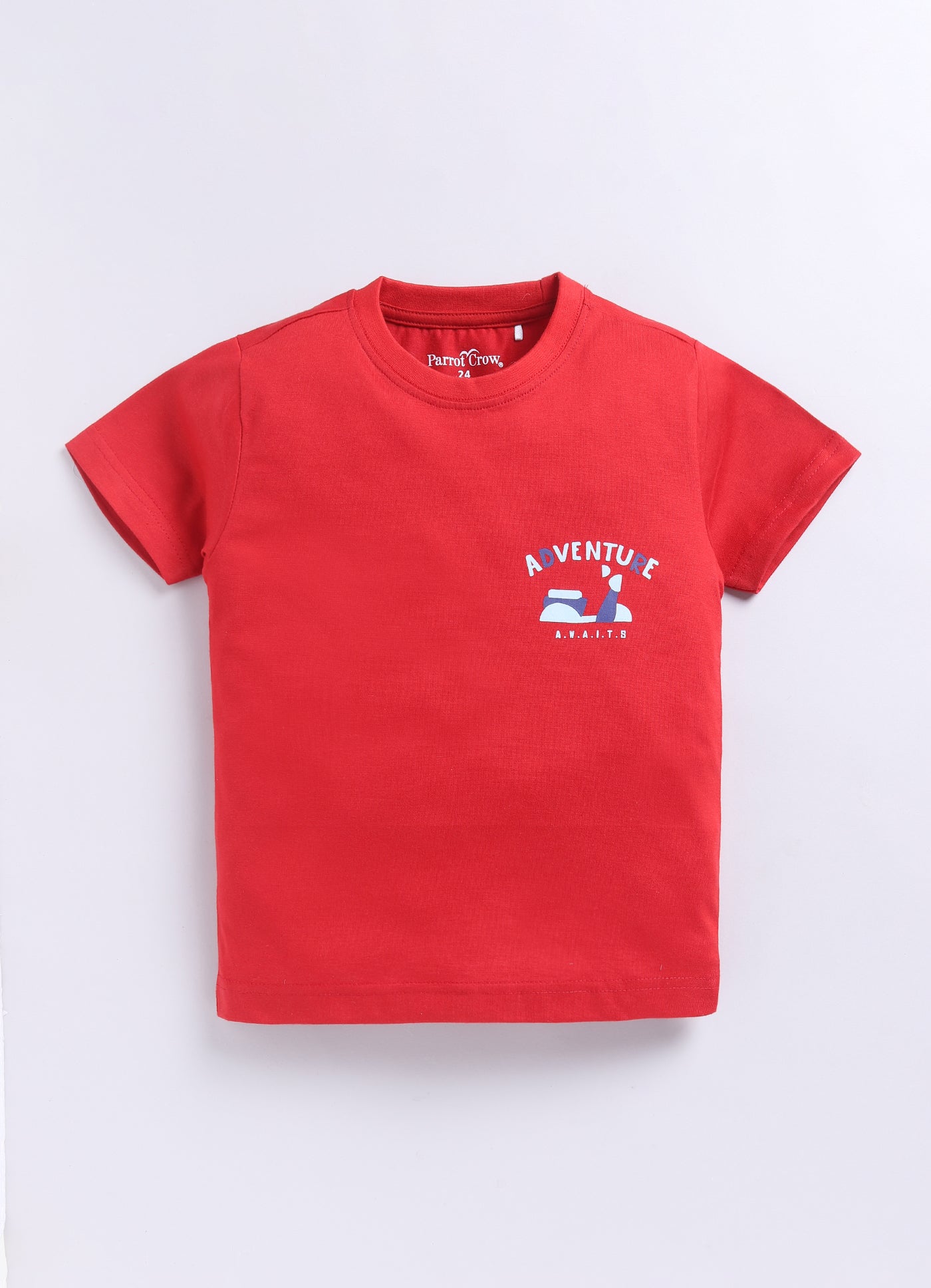 Adventure Awaits T-Shirt & Blue Printed Shorts Set for Boys (Red & Navy) - ParrotCrow