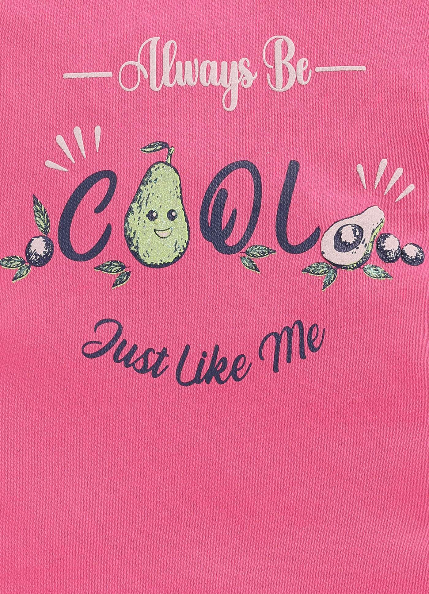 Always Be Cool Text Printed Cotton T-Shirt for Girls - ParrotCrow