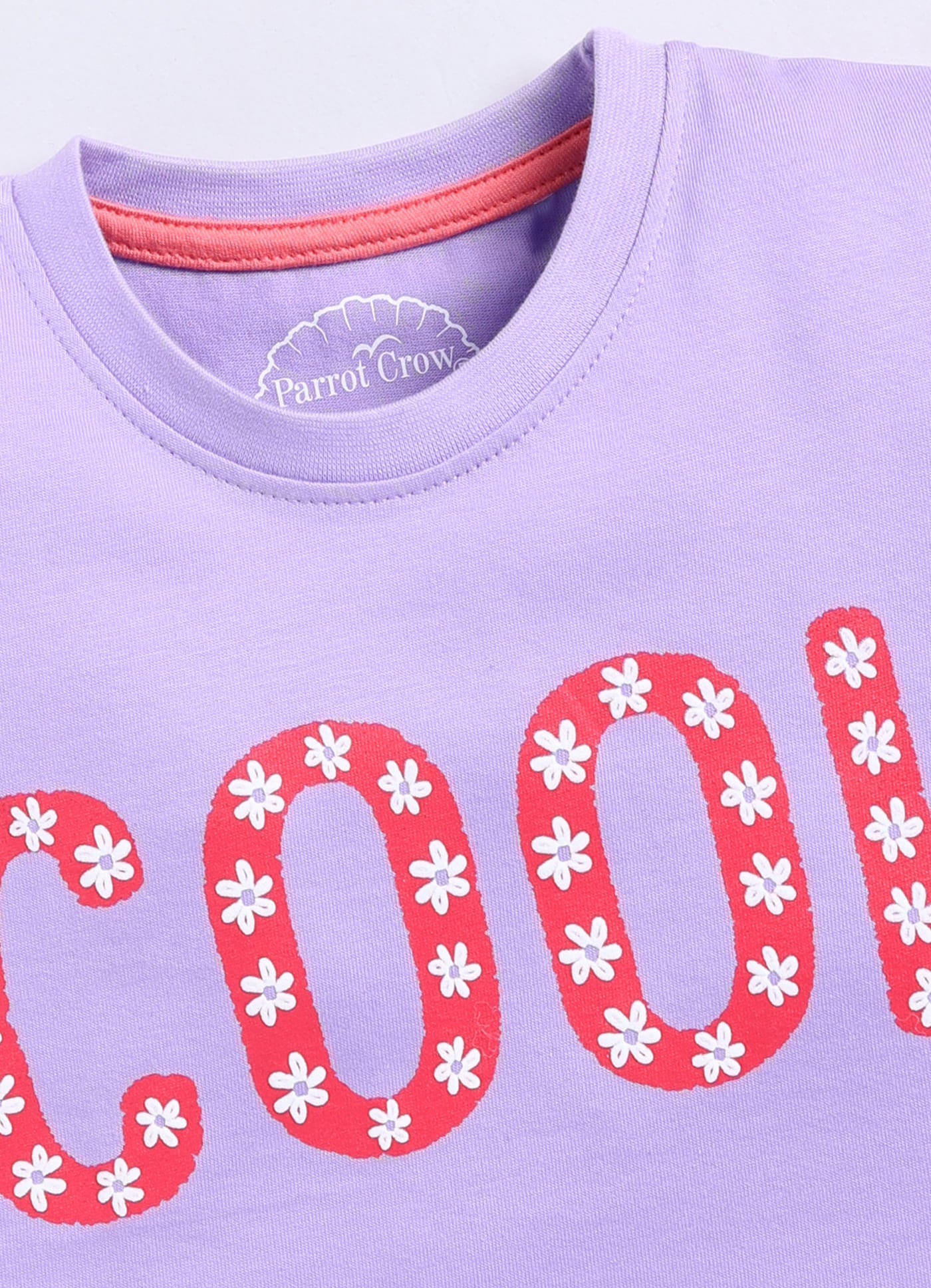 Cool print Cotton T-Shirt for Girls - Violet - ParrotCrow