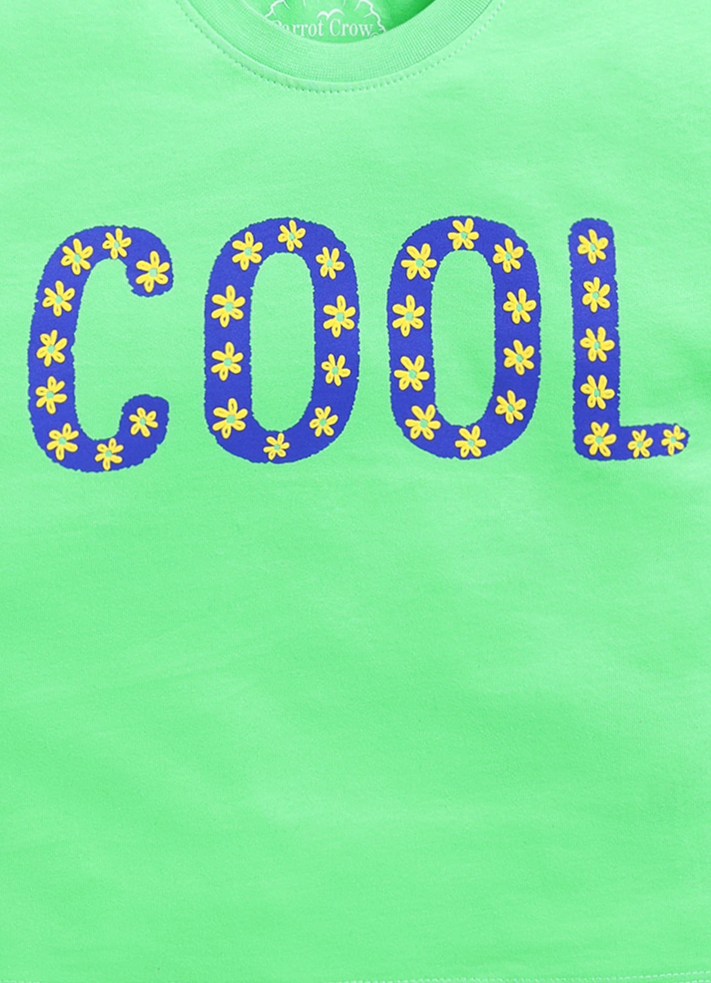 Cool Printed Cotton T-Shirt for Girls - Lime Green - ParrotCrow
