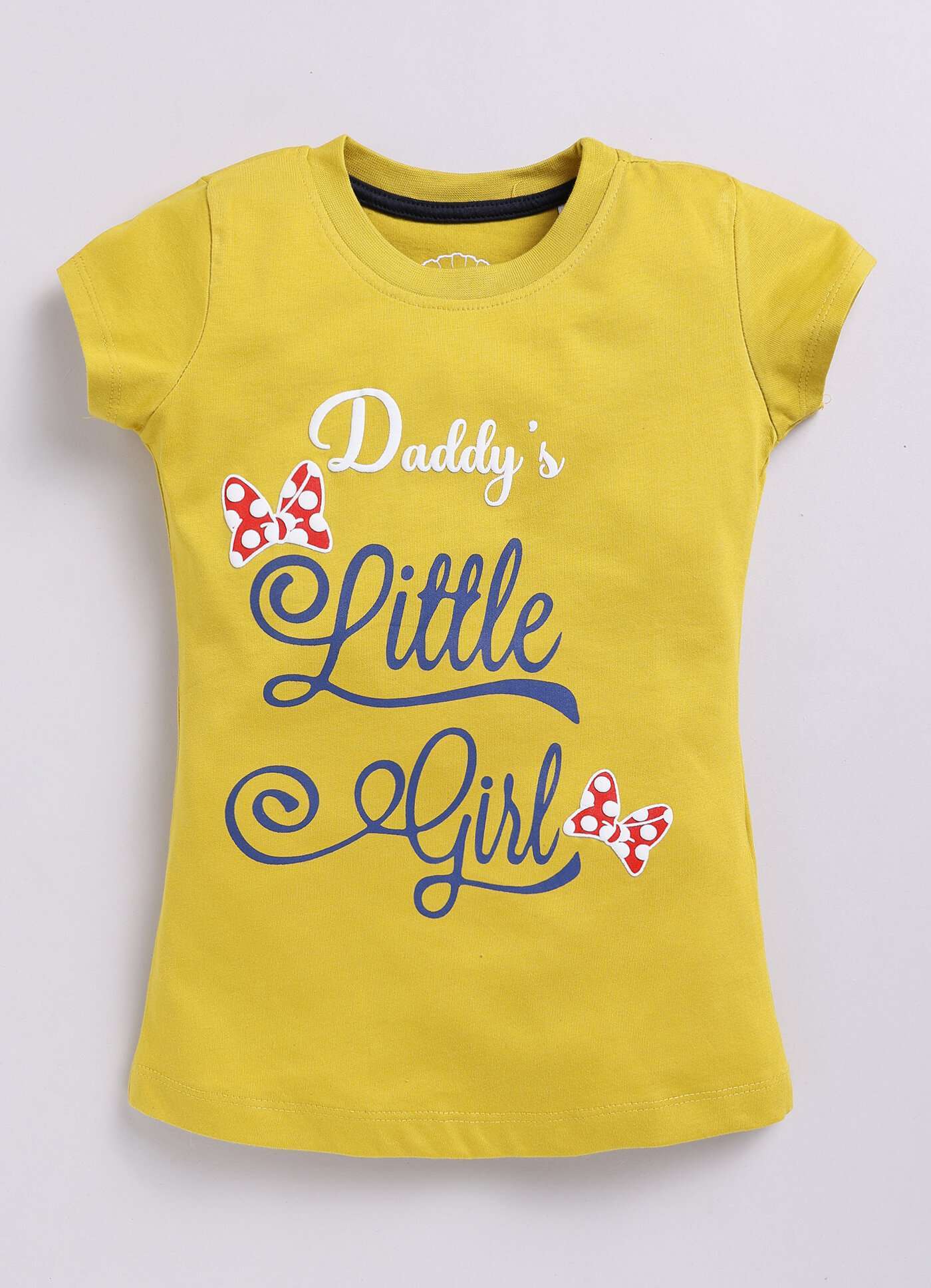 Daddy's Little Girl Text Printed Cotton T-Shirt for Girls - ParrotCrow