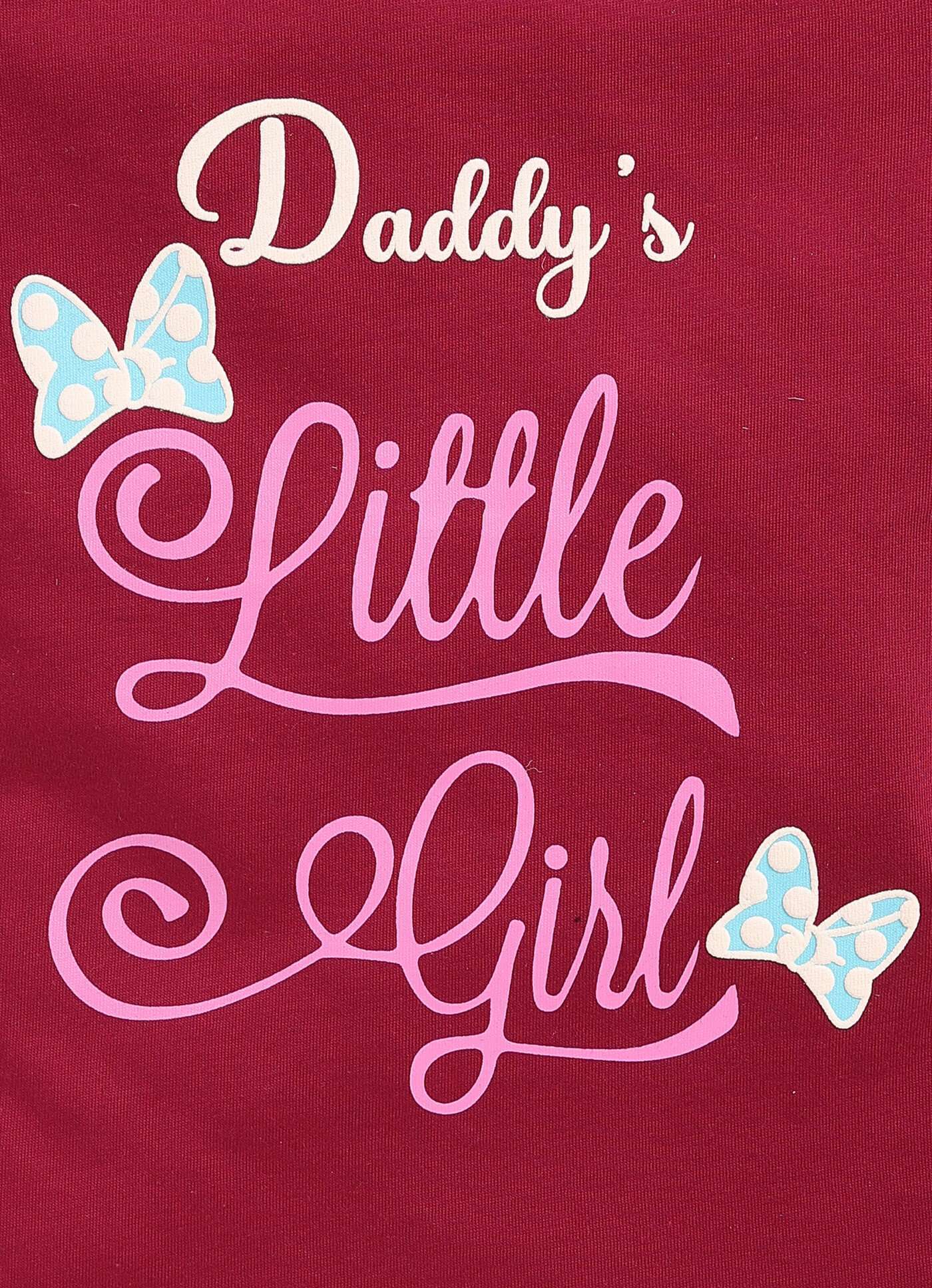 Daddy's Little Girl Text Printed Cotton T-Shirt for Girls - ParrotCrow