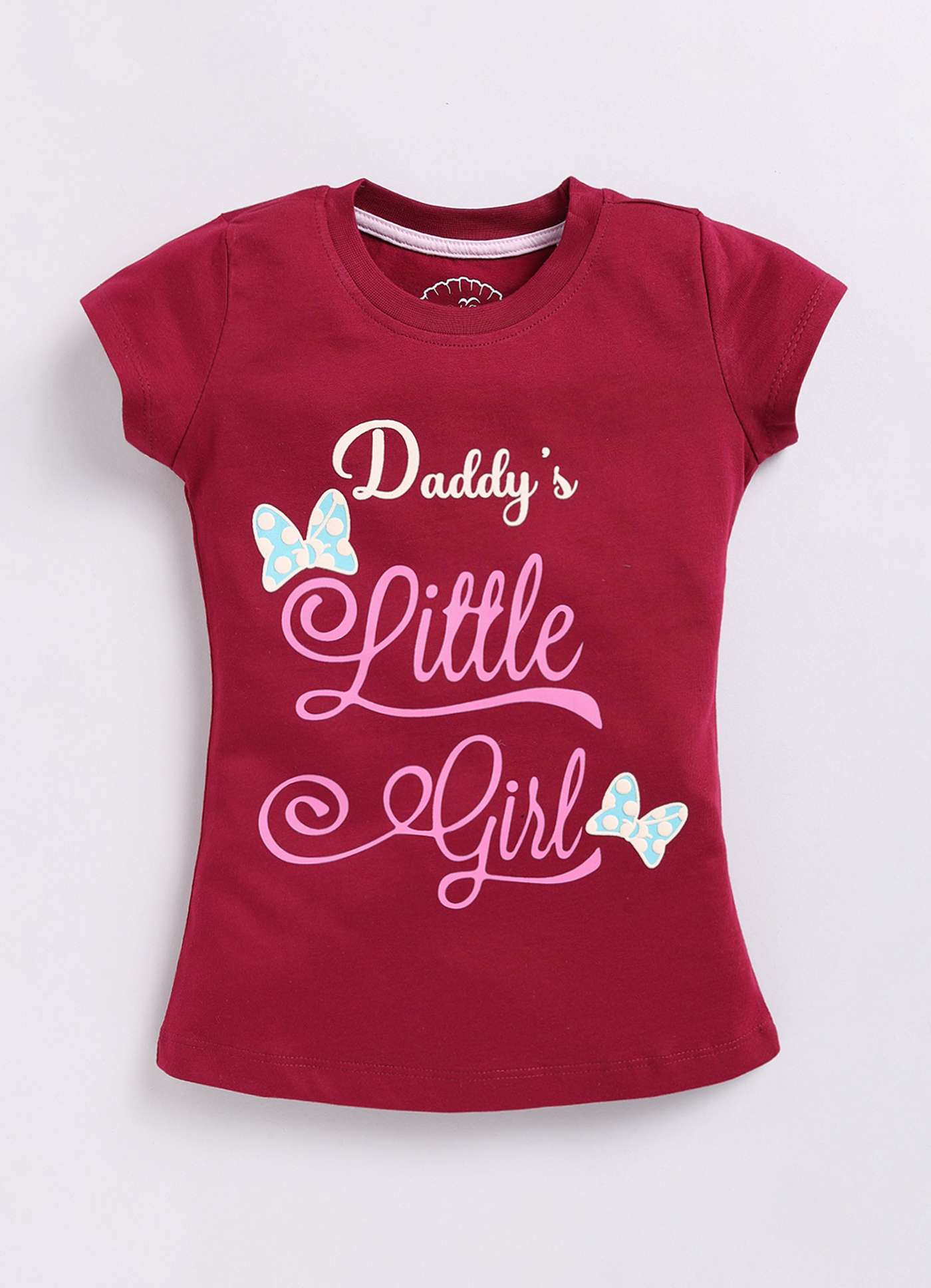Daddy's Little Girl Text Printed Cotton T-Shirt for Girls - ParrotCrow