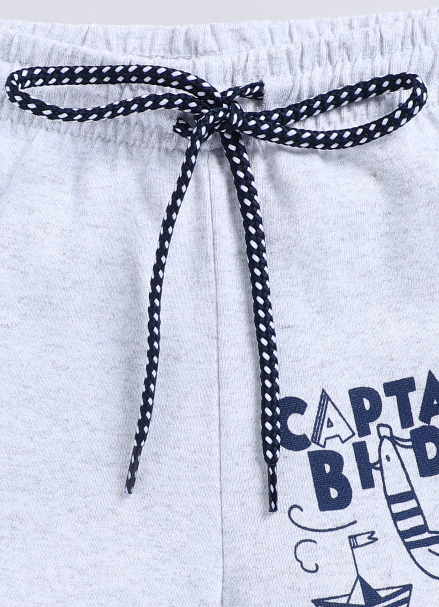 Ecru Melange Cotton Shorts For Boys - ParrotCrow