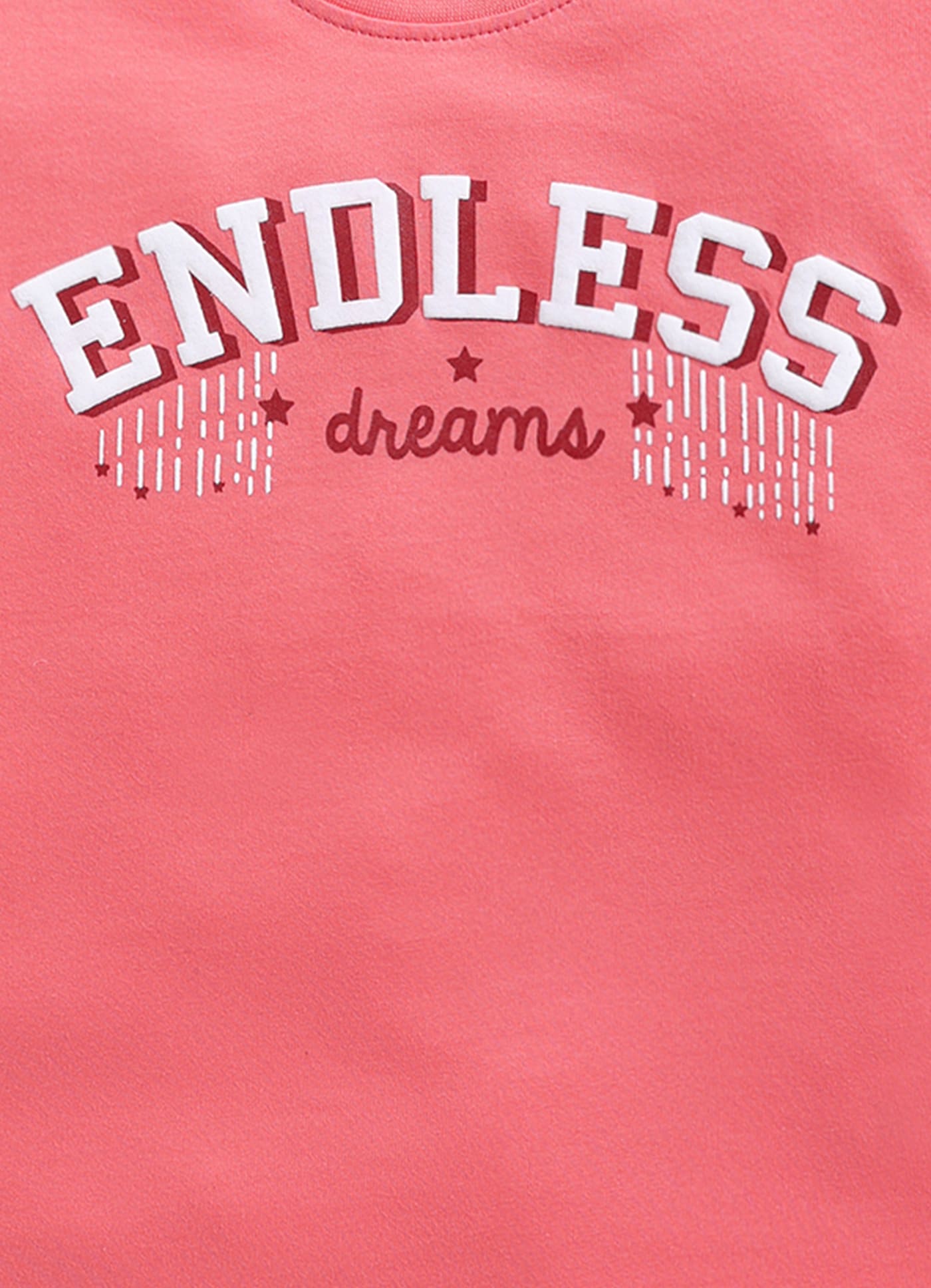 Endless Dreams Printed Cotton T-Shirt for Girls - Carrot Orange - ParrotCrow