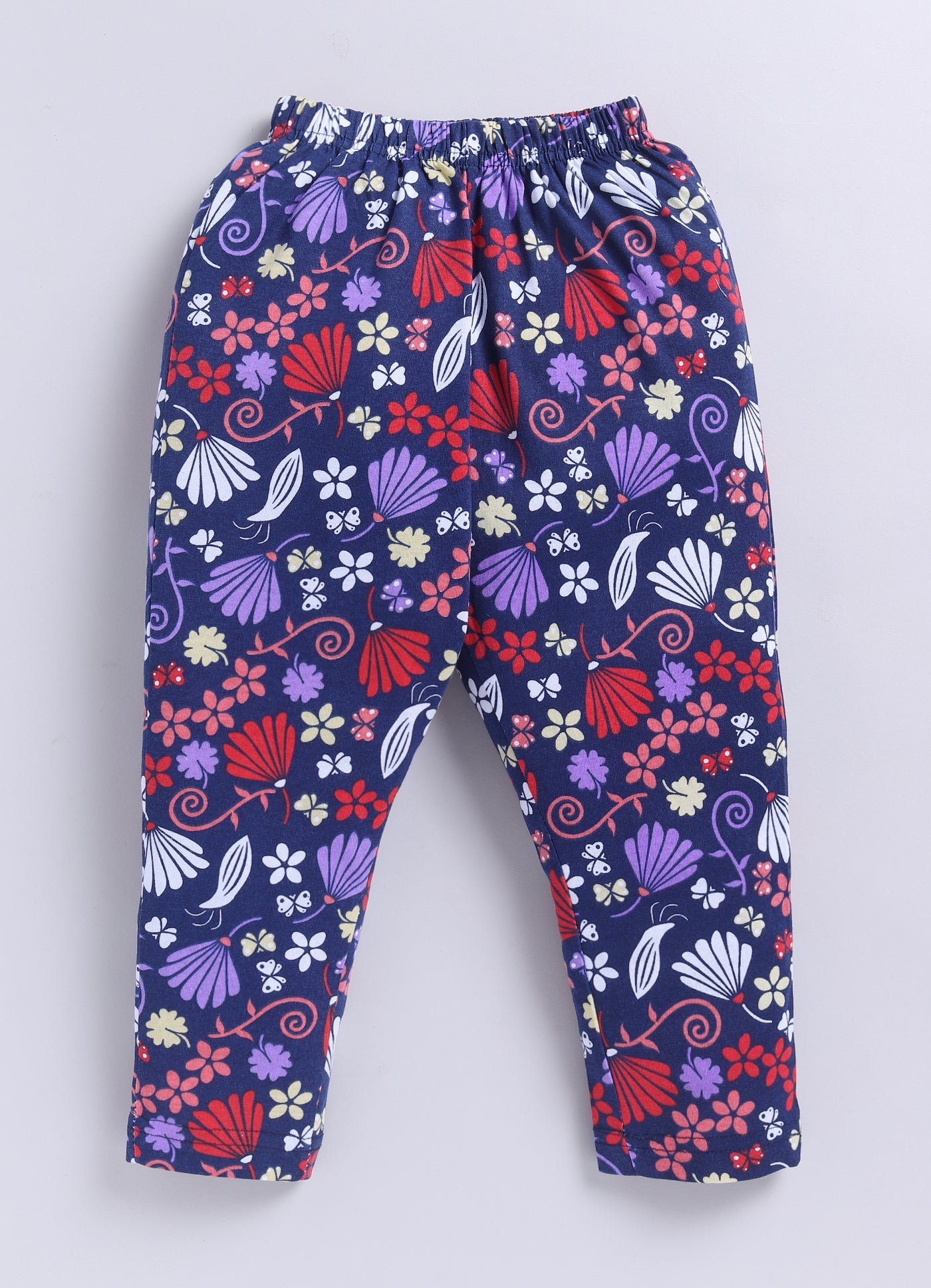 Floral Navy Vibrant Flower Printed Activewear Trousers - ParrotCrow