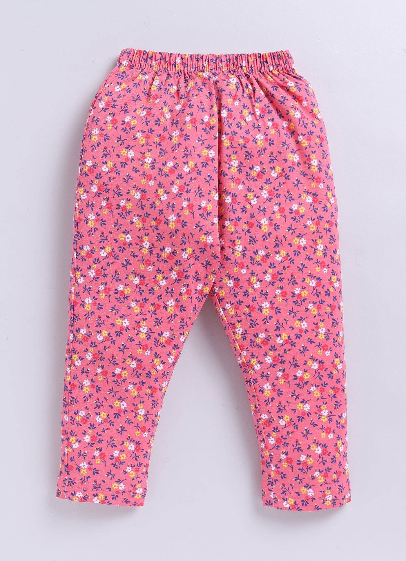 Floral Pink and Blue Flower Printed Activewear Trousers - ParrotCrow