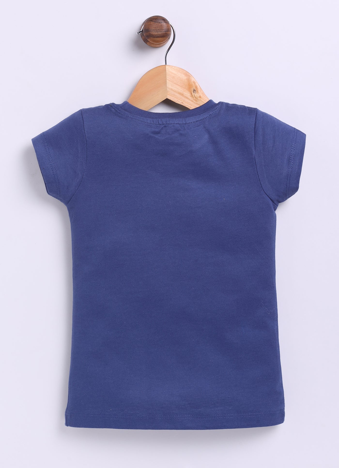 Flower Printed Cotton T-Shirt for Girls - Navy - ParrotCrow