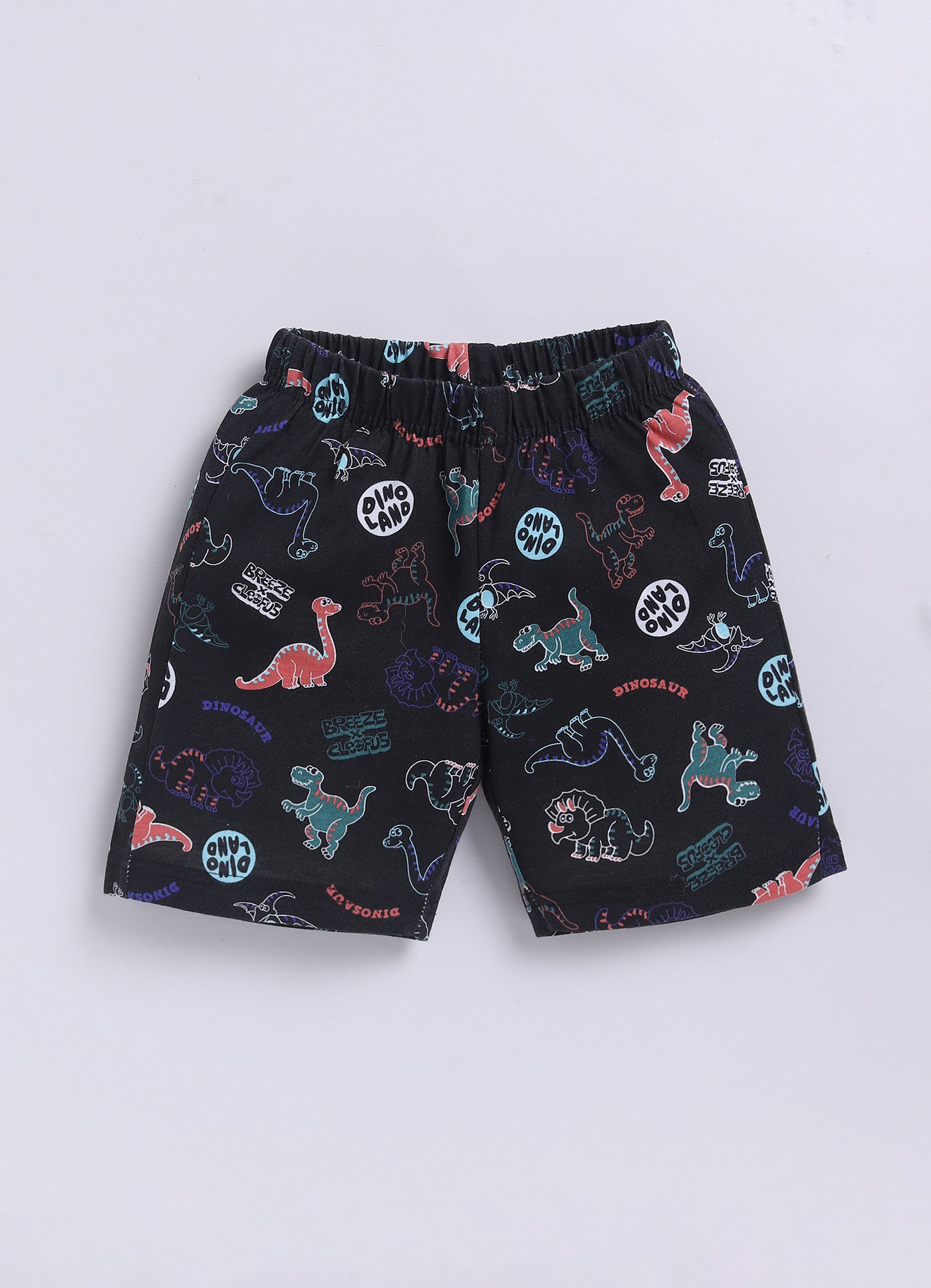 Friends for Life Printed T-Shirt & Dino Shorts Set for Boys (Purple & Grey) - ParrotCrow