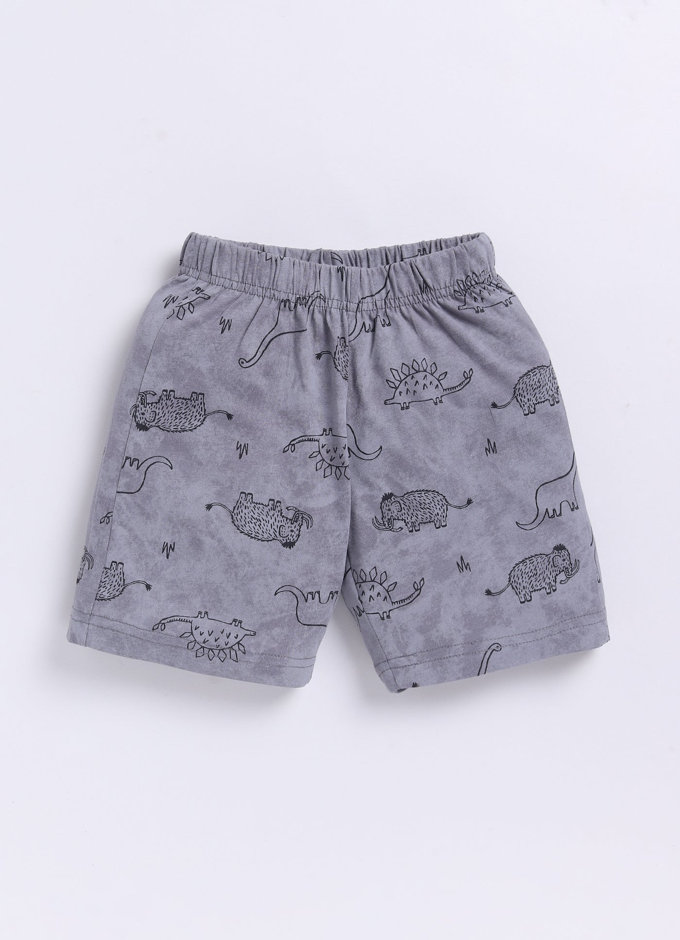Friends for Life Printed T-Shirt & Dino Shorts Set for Boys (Purple & Grey) - ParrotCrow