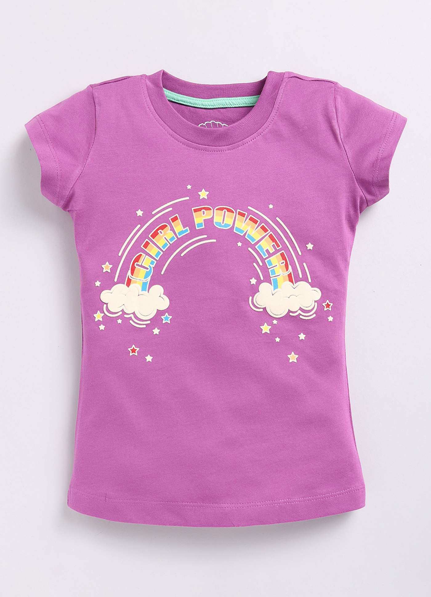 Girl Power Rainbow Printed Cotton T-Shirt for Girls - ParrotCrow