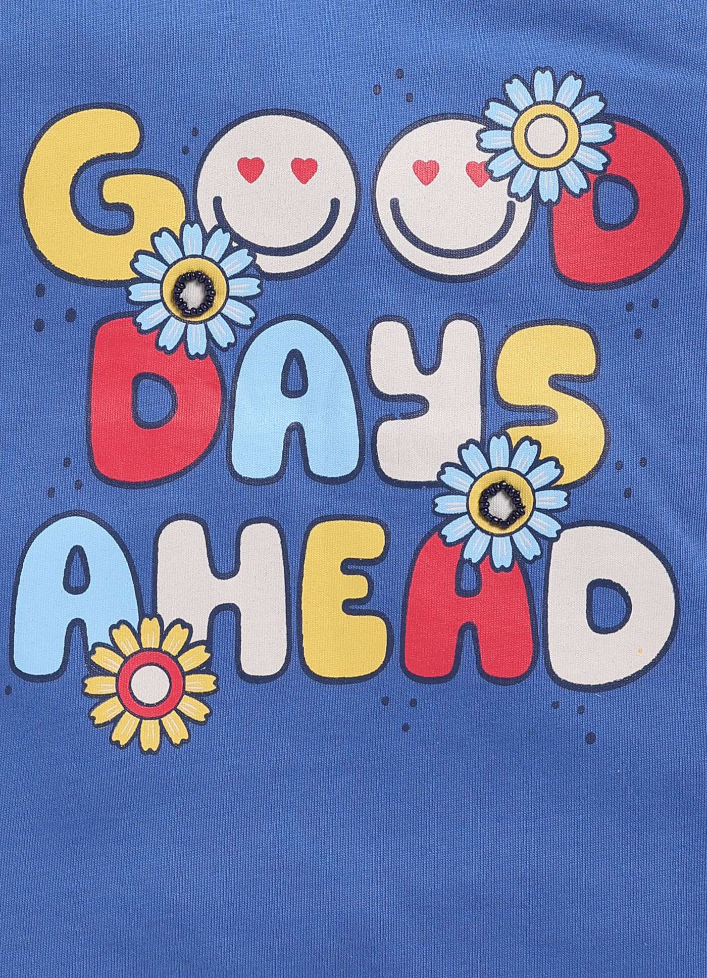 Good Days Ahead Printed Cotton T-Shirt for Girls - ParrotCrow