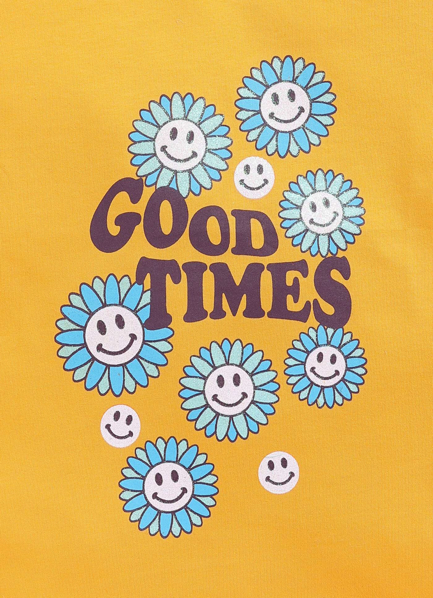 Good Times Smiley Printed Cotton T-Shirt for Girls - ParrotCrow