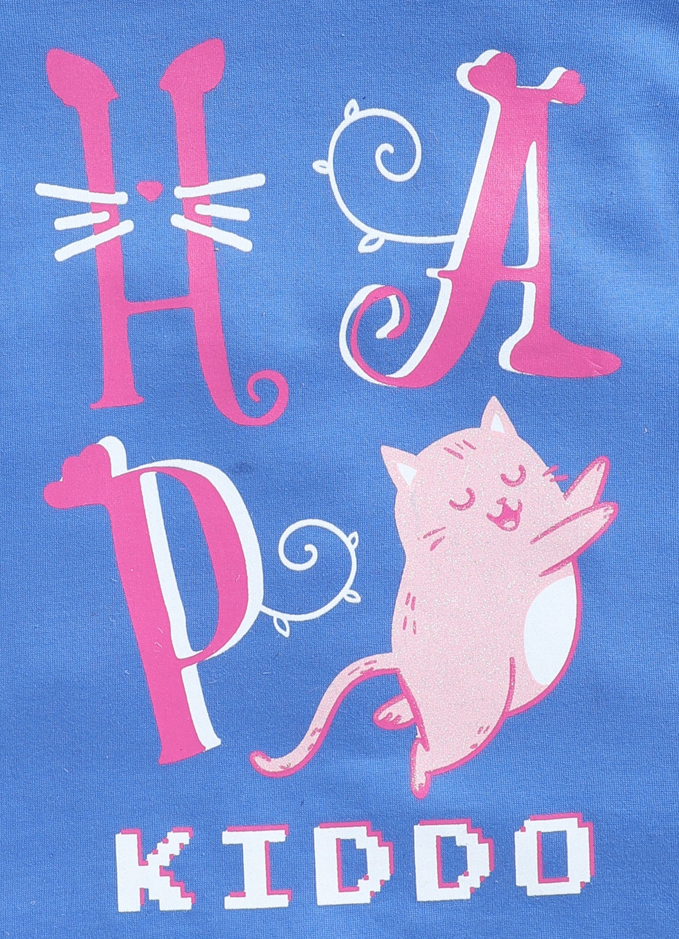 Happy Kiddo Printed Cotton T-Shirt for Girls - Denim Blue - ParrotCrow