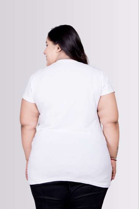 Cool Breeze Sky Waterway Colour Round Neck Lycra T-shirts For Womens