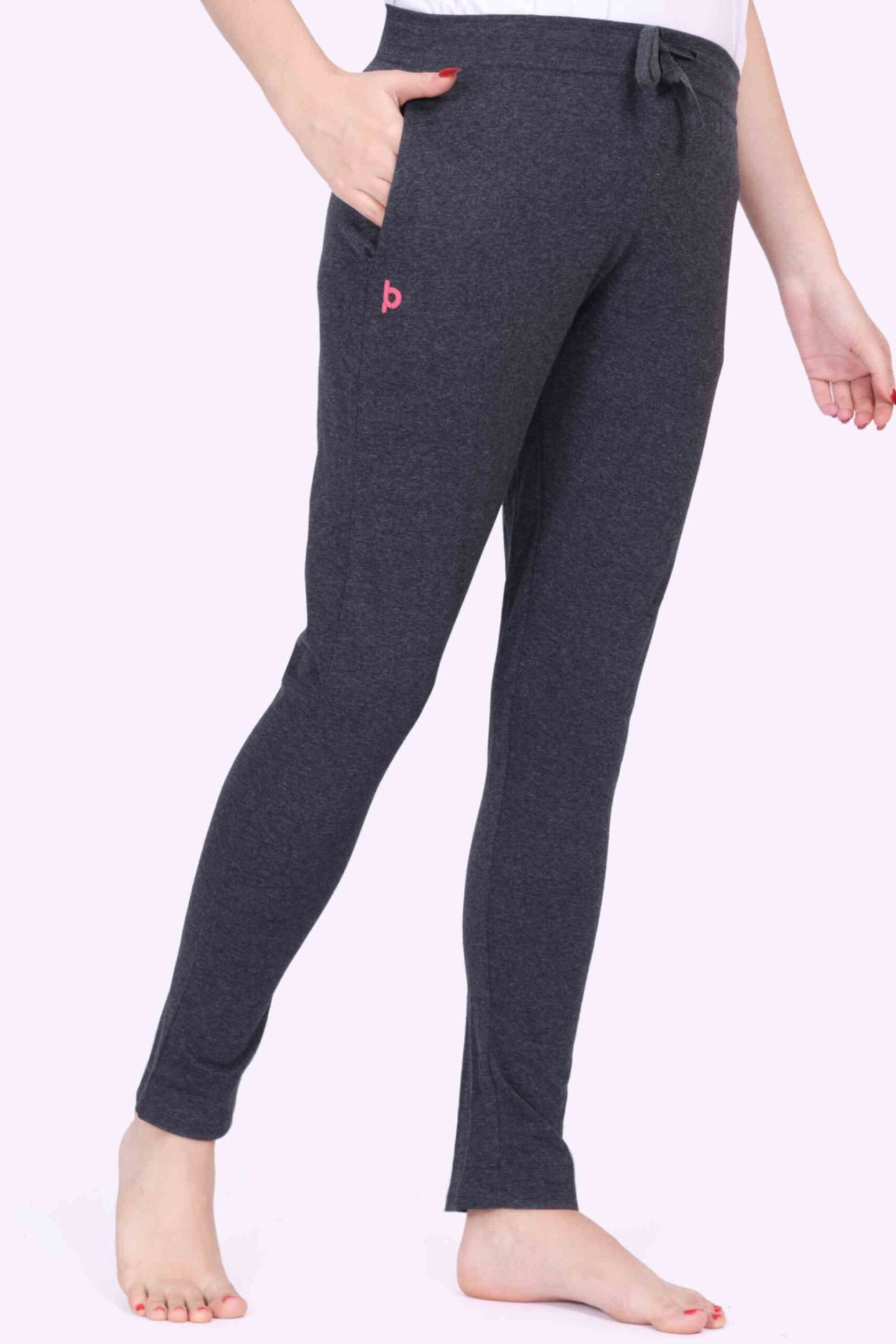 Women Black Melange Slim Fit Yoga - Jogger Track Pants