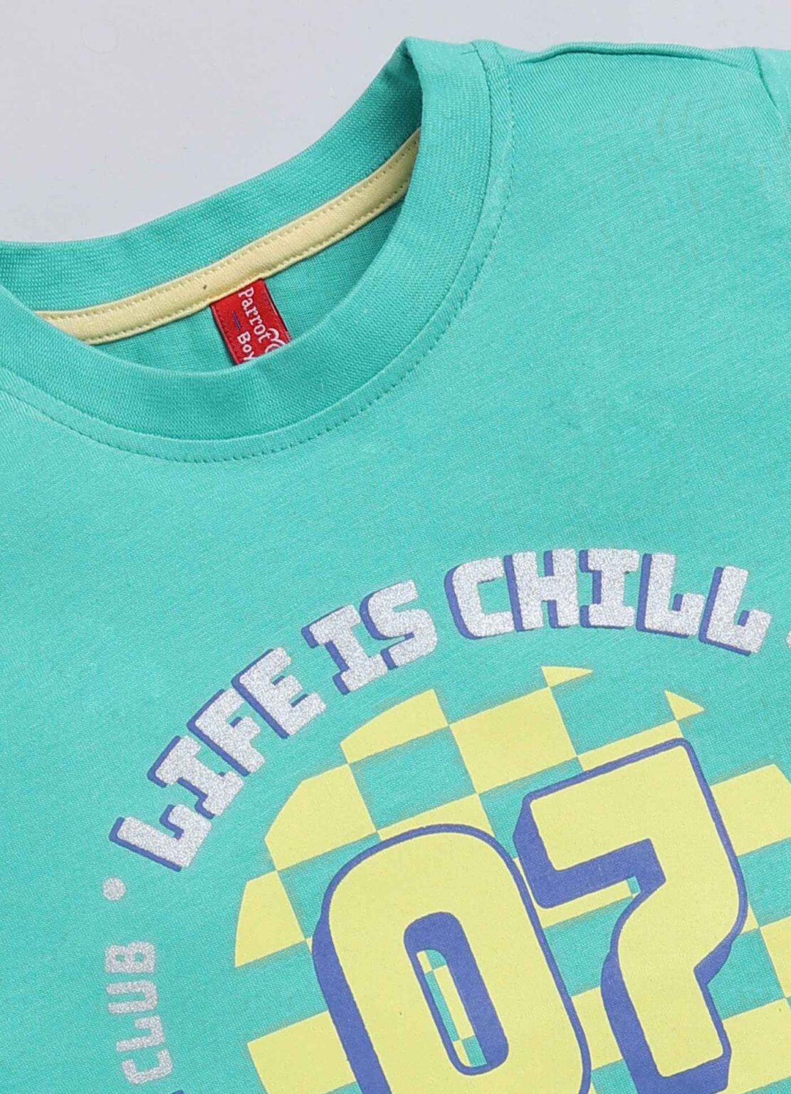 Life is Chill Football Print Boys T-Shirt – Sky Blue | Cotton Tee for Ages 1–8 - ParrotCrow