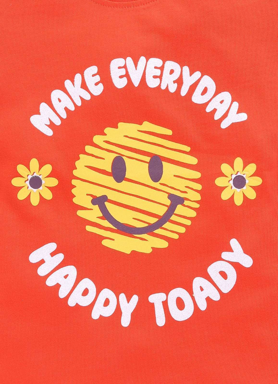 Make Everyday Happy Today Printed Cotton T-Shirt for Girls - ParrotCrow