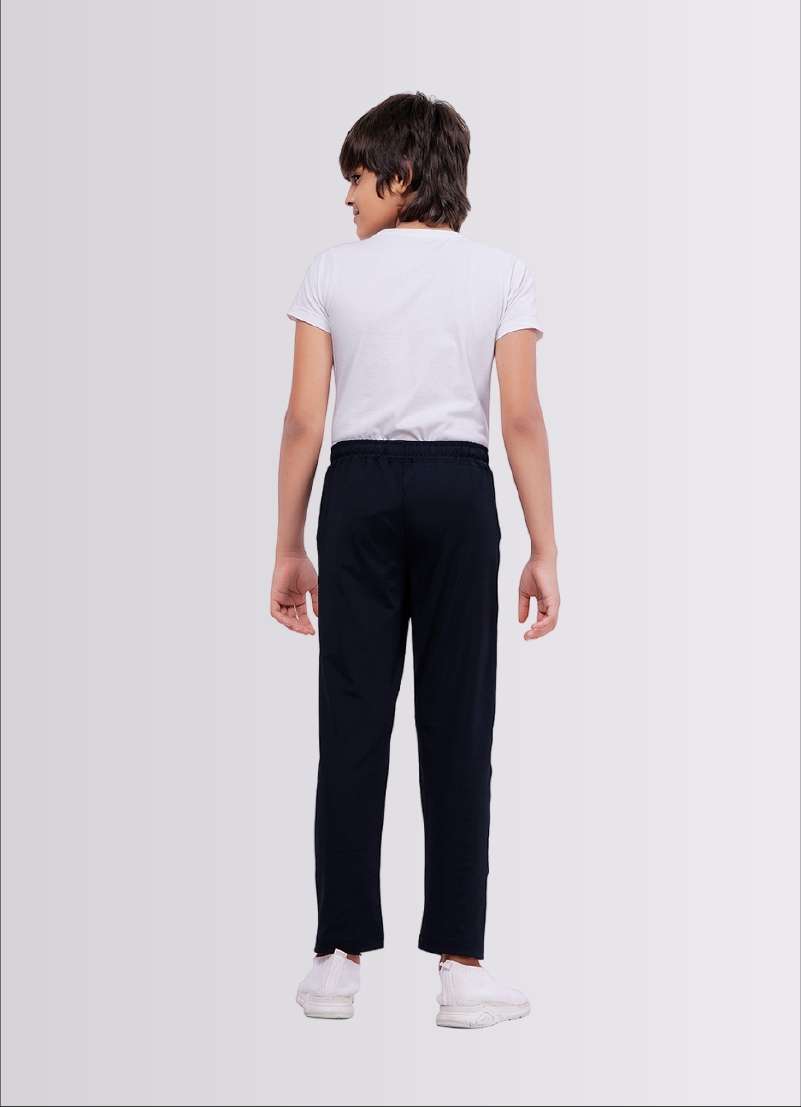Navy Color Polyester Lycra Jogger Track Pant for Boys - ParrotCrow