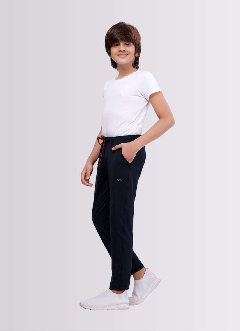 Navy Color Polyester Lycra Jogger Track Pant for Boys - ParrotCrow