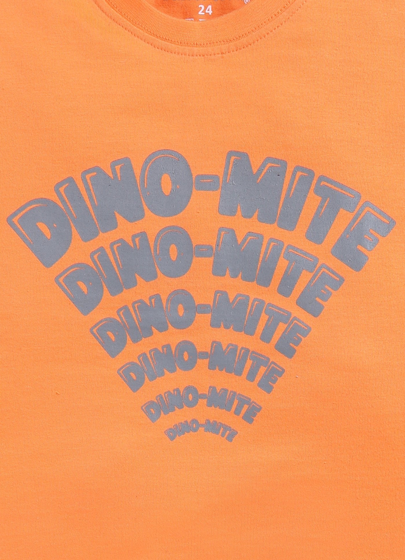 Orange Dino - Mite T-Shirt & Grey Shorts Set for Boys - ParrotCrow