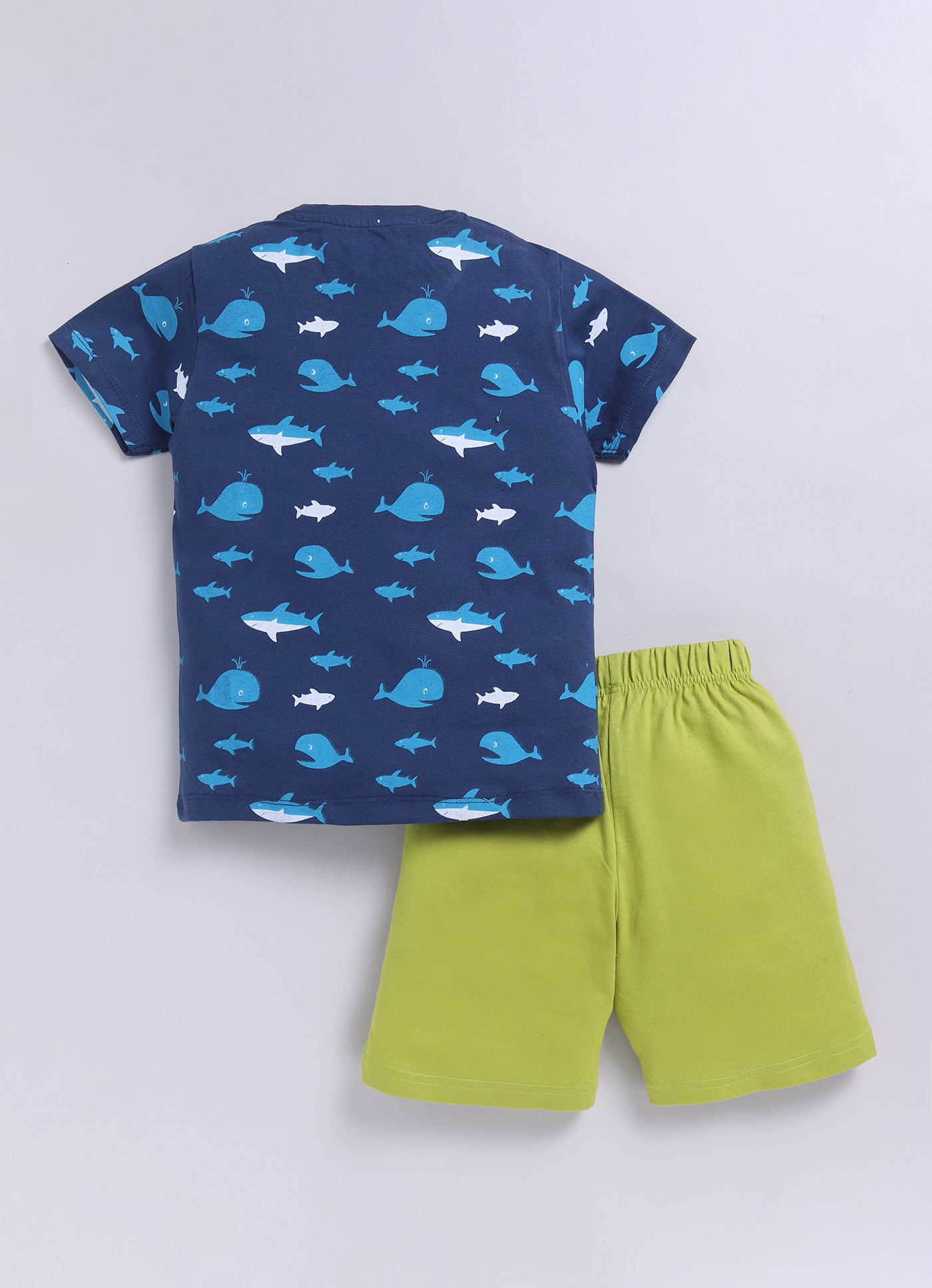 Parrot Crow Boys Navy Shark & Whale Print T-Shirt & Green Shorts Set – Leggo - ParrotCrow