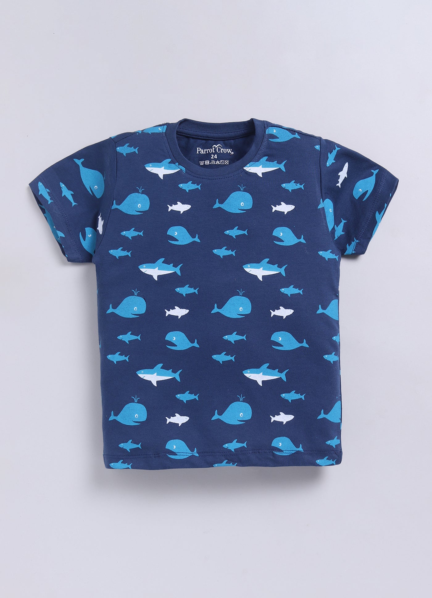 Parrot Crow Boys Navy Shark & Whale Print T-Shirt & Green Shorts Set – Leggo - ParrotCrow
