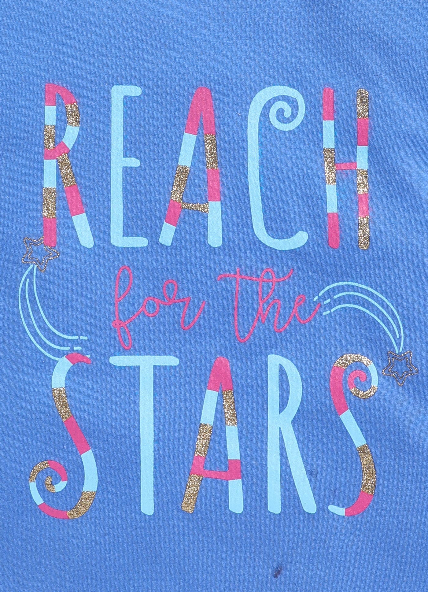 Reach for the stars Printed Cotton T-Shirt for Girls - Denim Blue - ParrotCrow