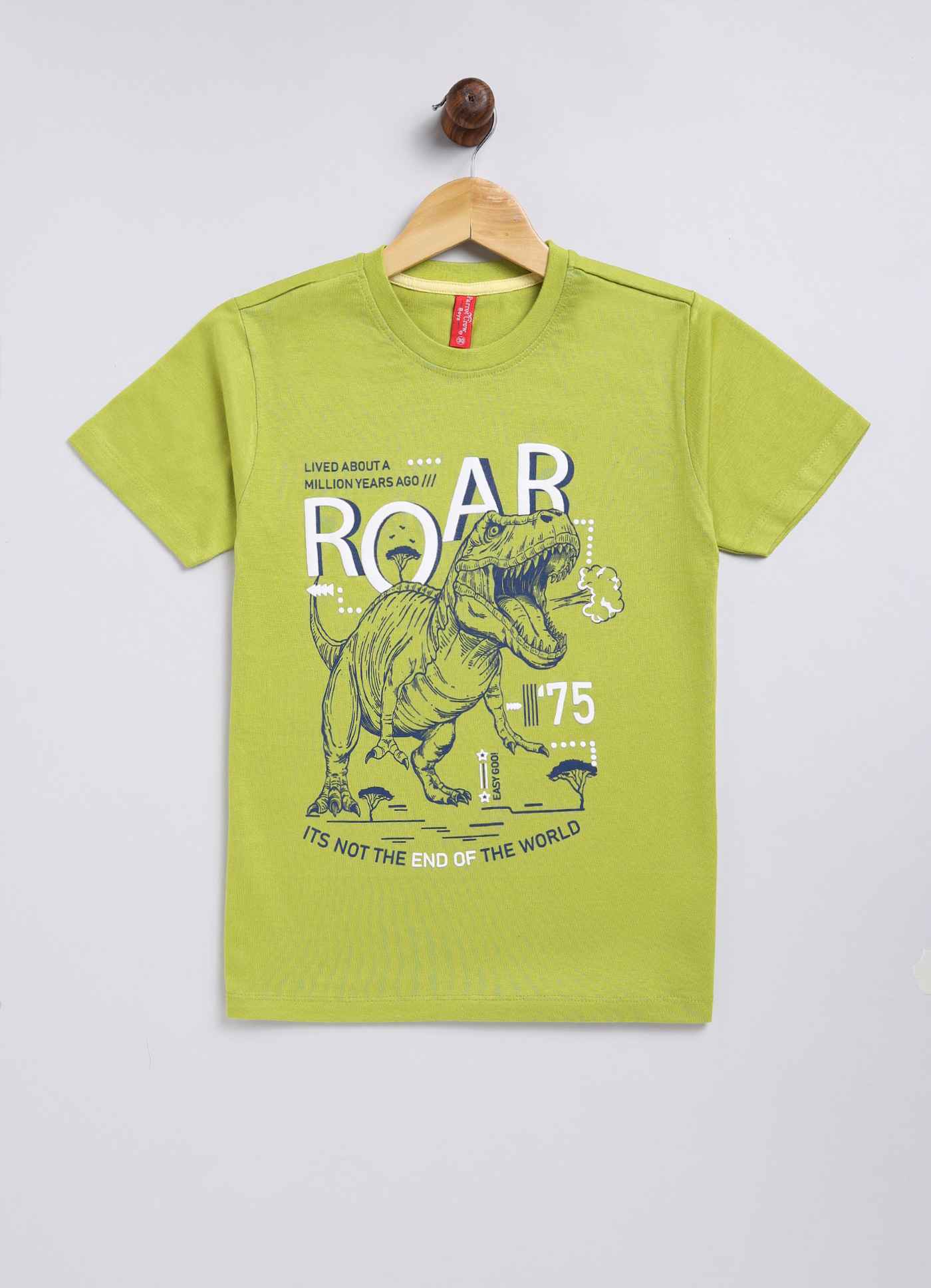 Roar Cotton Midnight Lemon Green T-Shirt for Boys – Soft & Comfortable - ParrotCrow