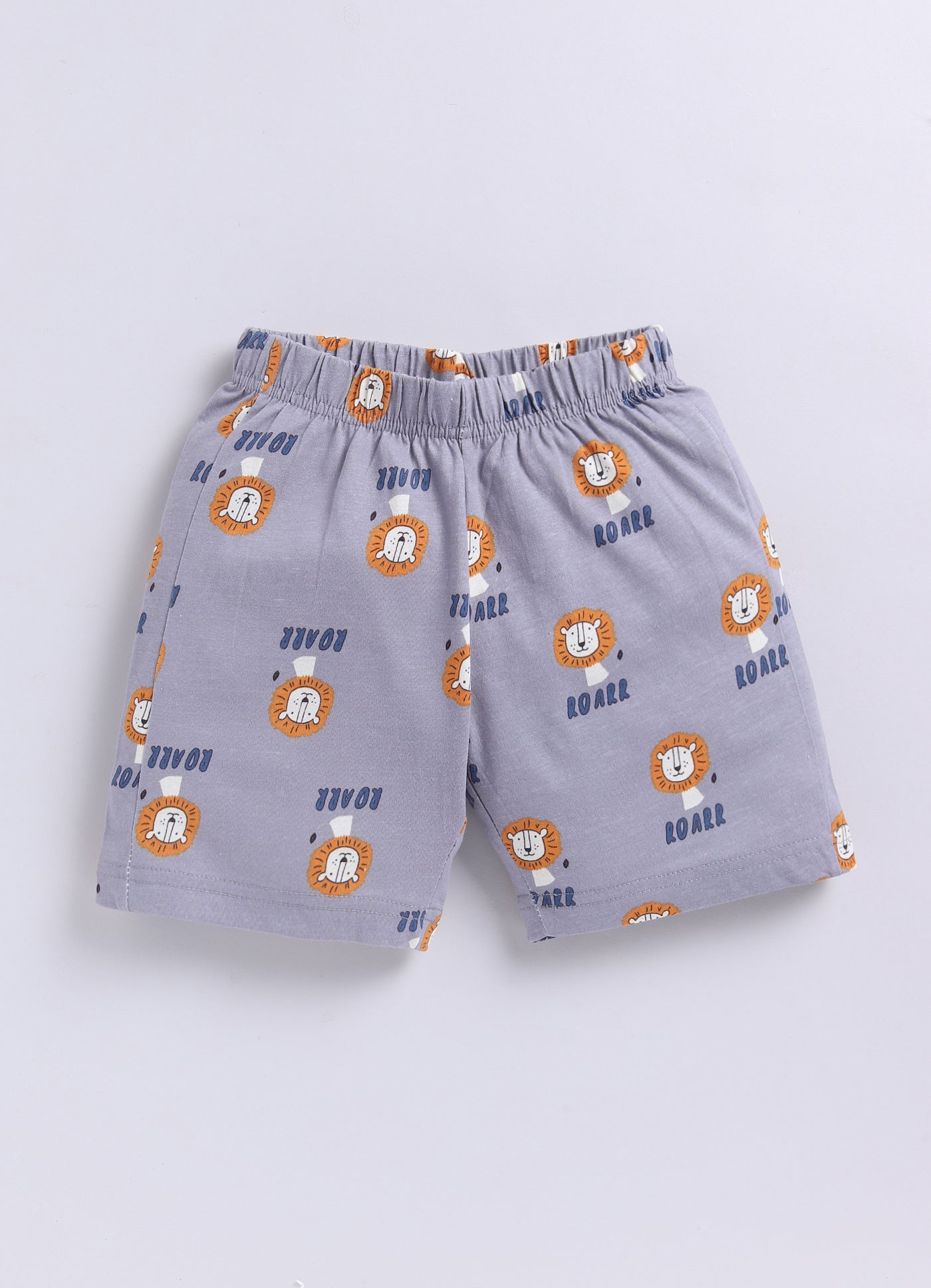 Roar Lion Print T-Shirt & Shorts Set for Boys (Blue & Grey) - ParrotCrow