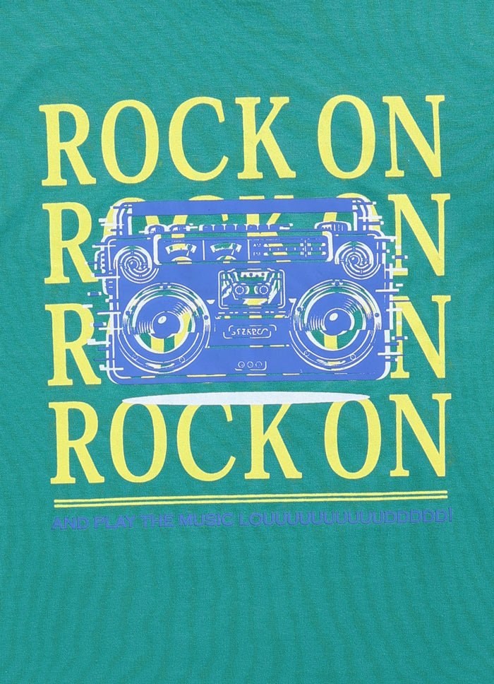 Rock on cotton t-shirt for boys - ParrotCrow