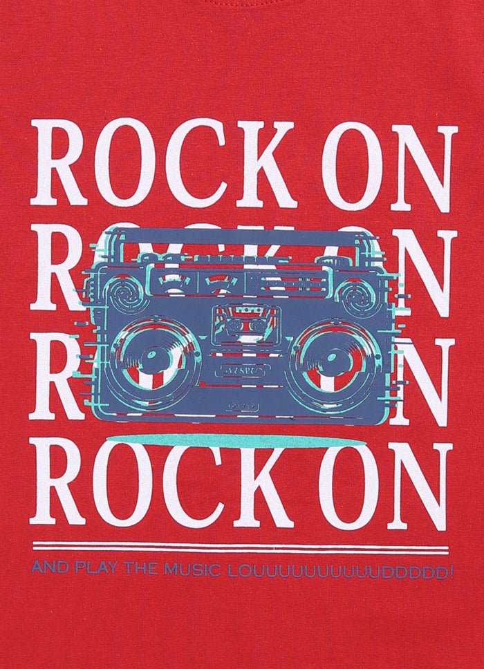 Rock on cotton t-shirt for boys - ParrotCrow