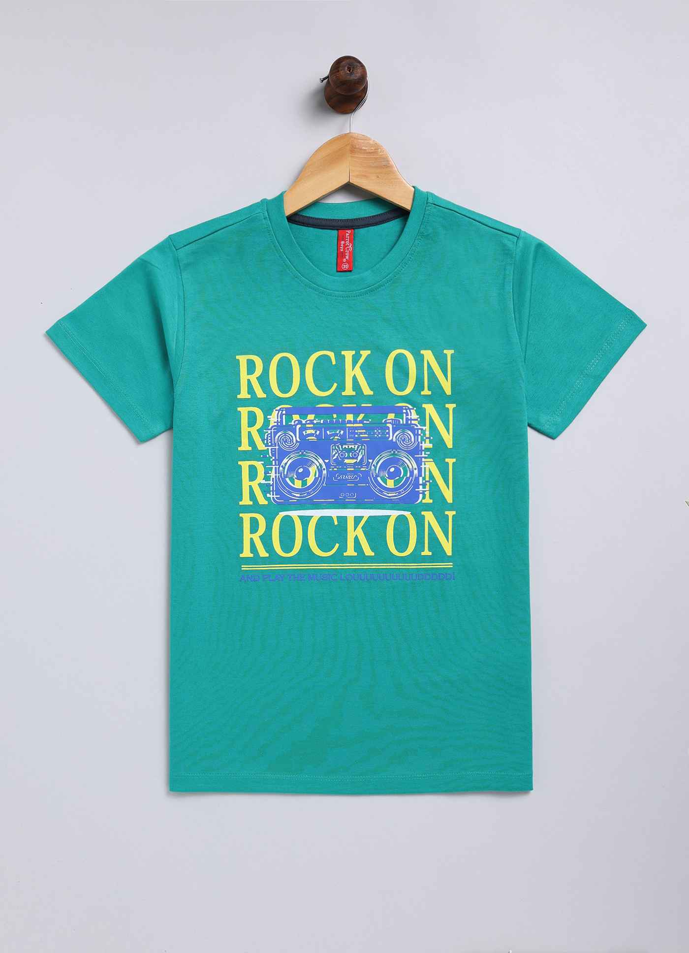 Rock on cotton t-shirt for boys - ParrotCrow