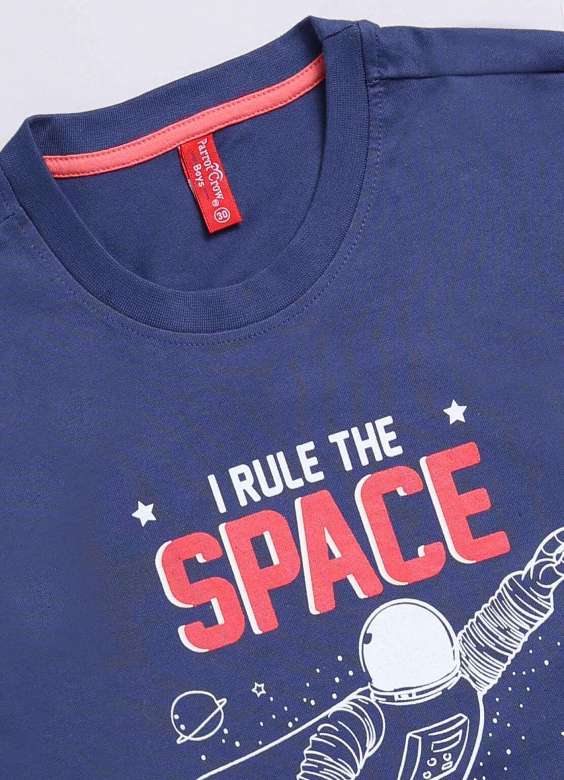 Rule the space king cotton t-shirt for boys - ParrotCrow