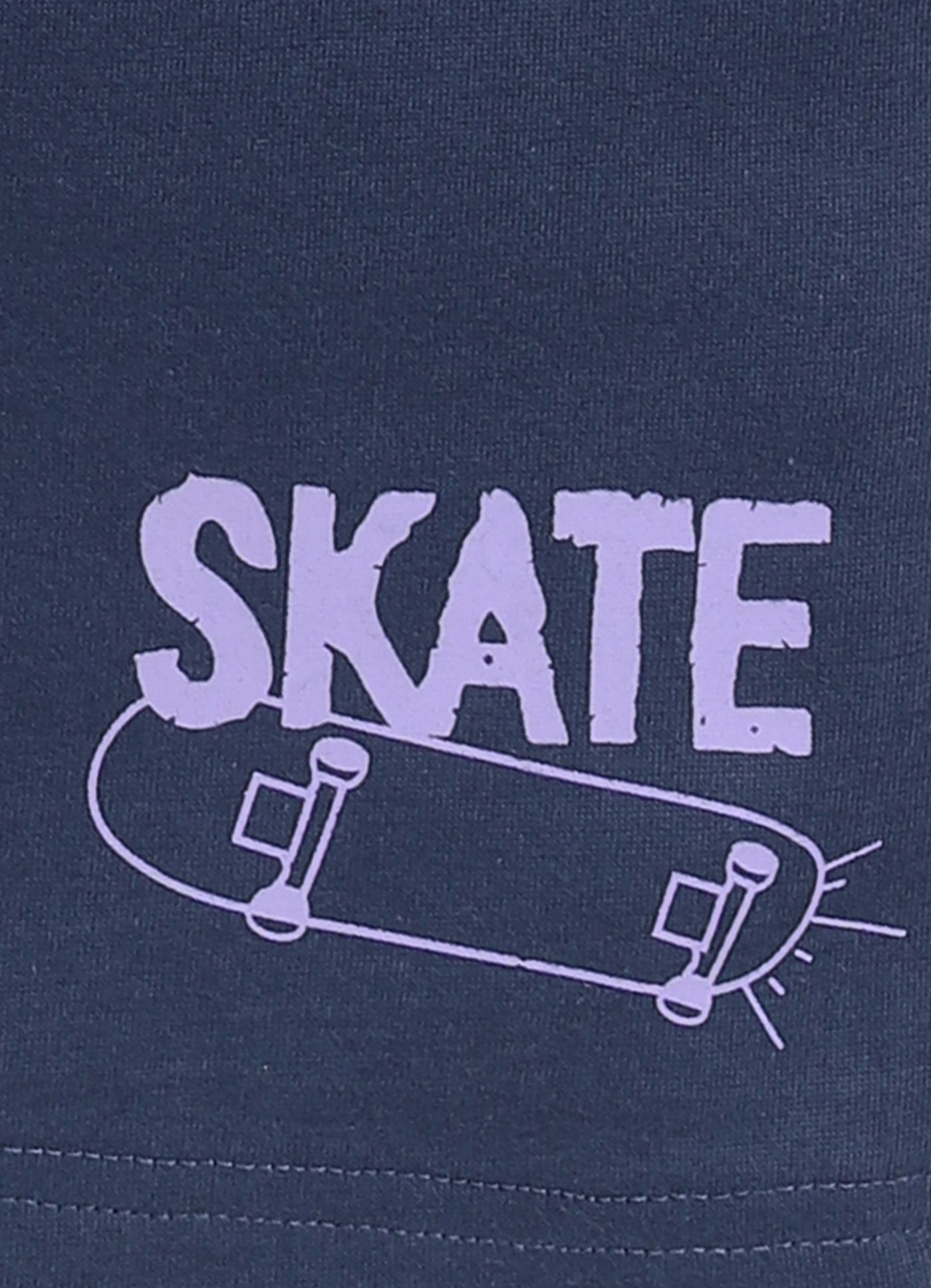 Skateboard Print T-Shirt & Navy Shorts Set for Boys (Lavender) - ParrotCrow