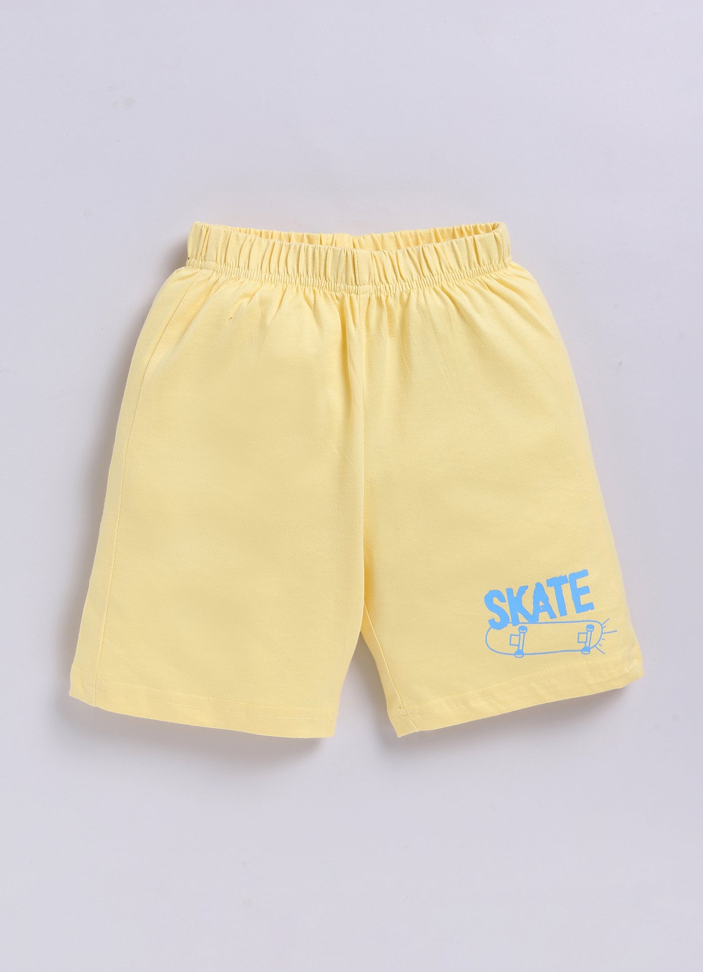 Skateboard Print T-Shirt & Yellow Shorts Set for Boys (Sky Blue) - ParrotCrow