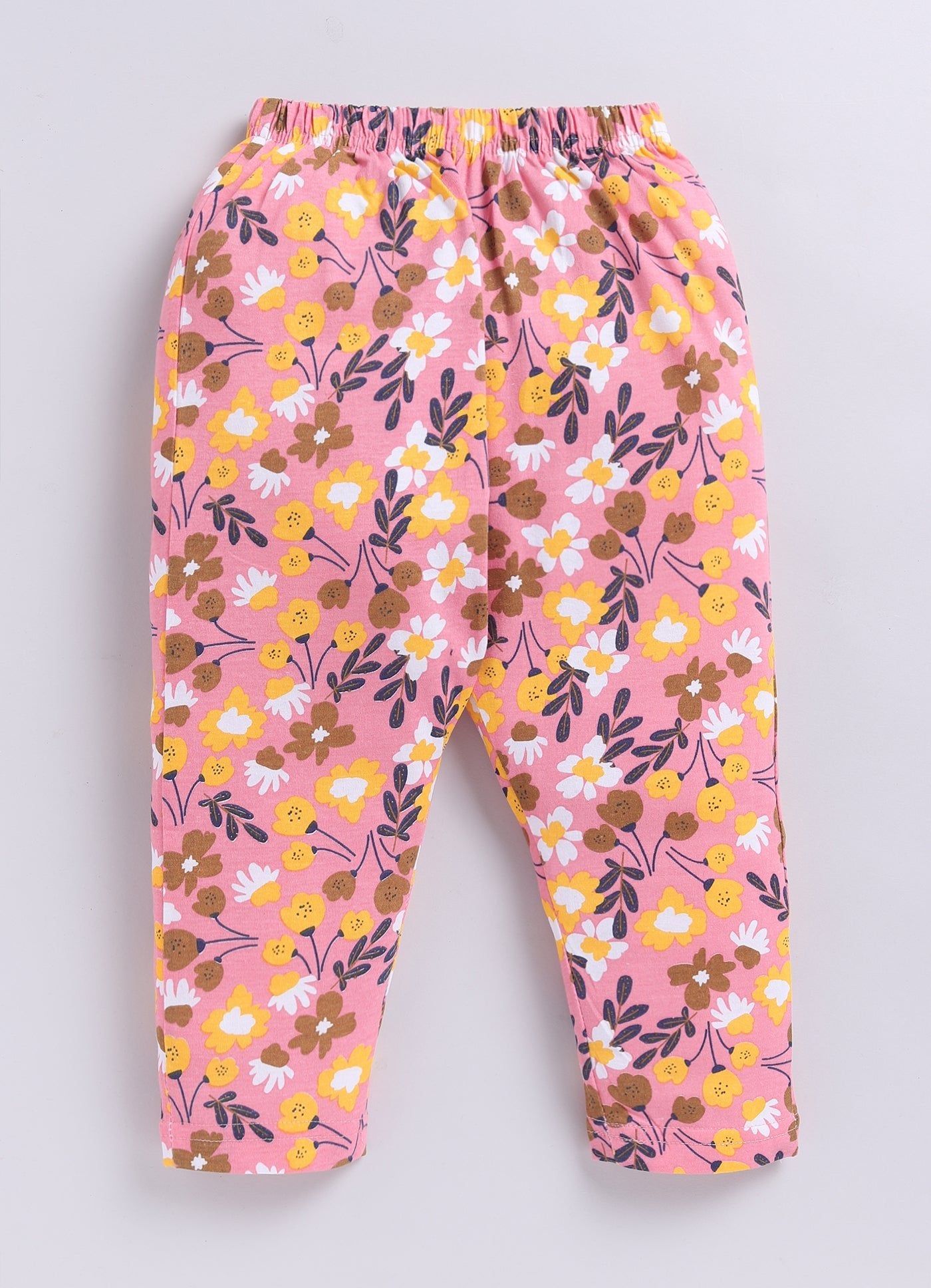 Vibrant Yellow Floral Pattern Printed Activewear Trousers - ParrotCrow