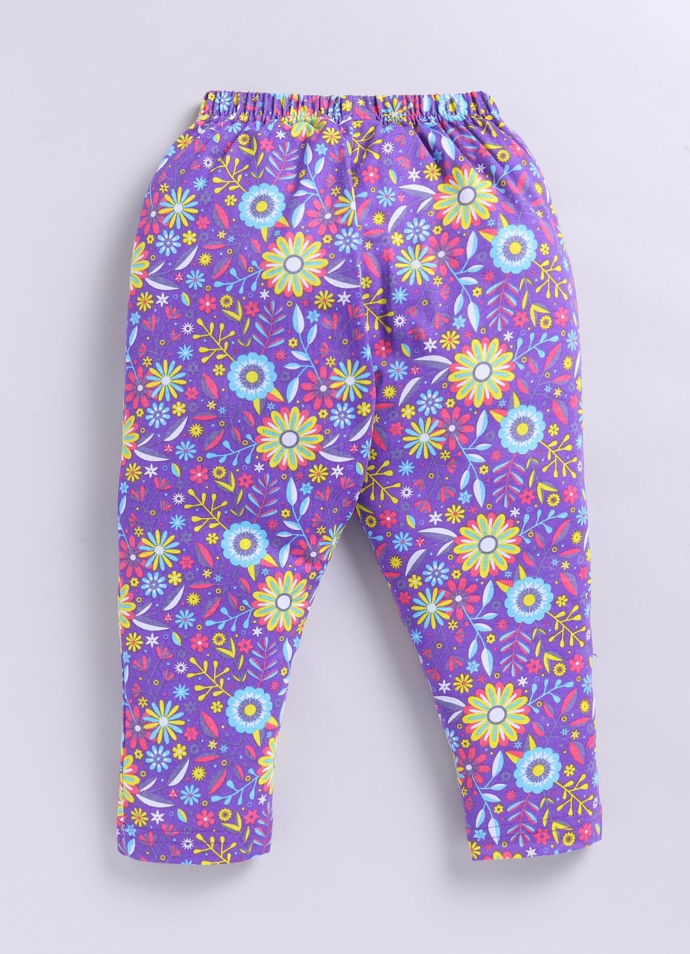 Violet Floral Pattern Printed Activewear Trousers - ParrotCrow