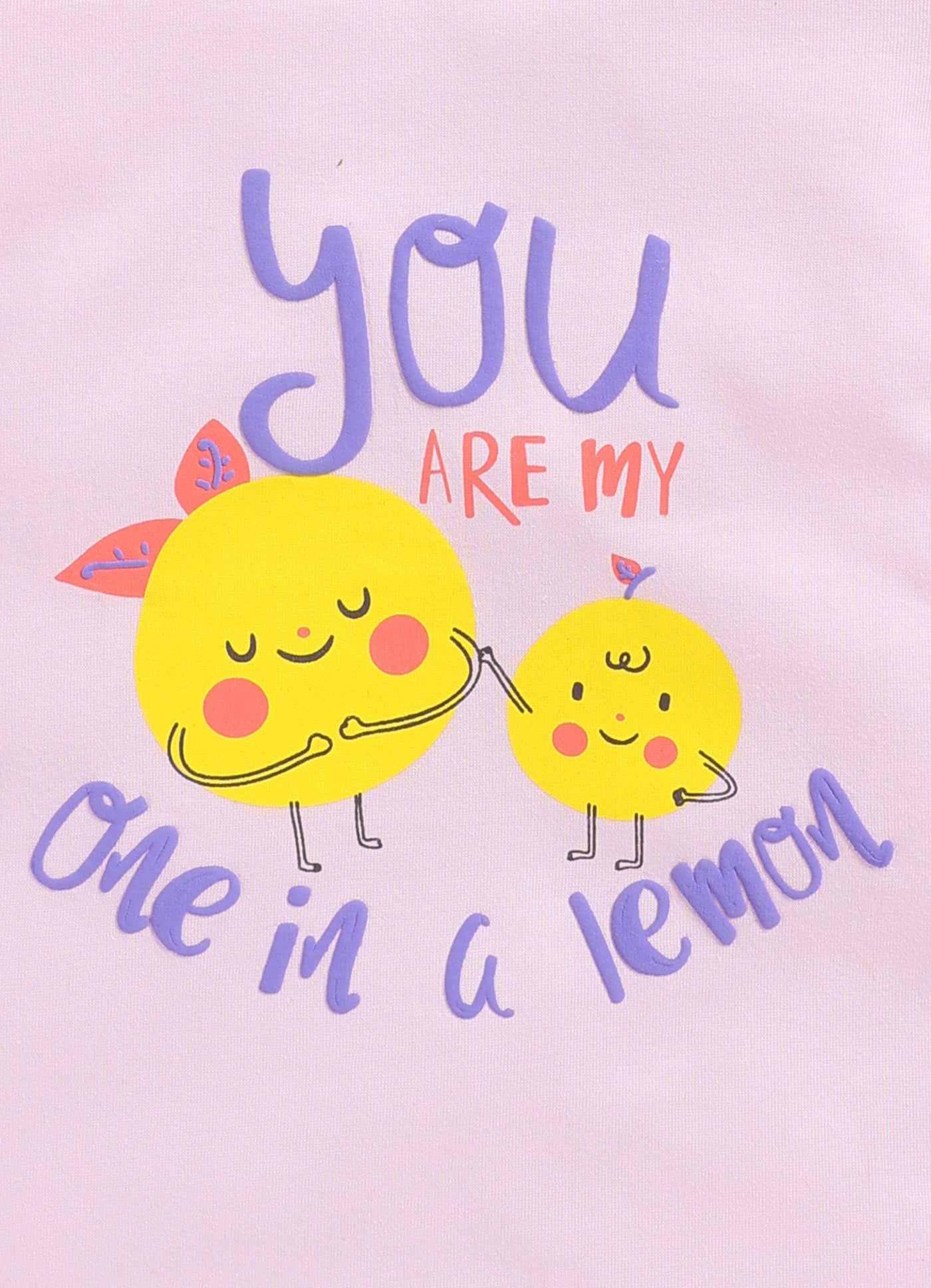 You are my one in a lemon Printed Cotton T-Shirt for Girls - Light Pink - ParrotCrow