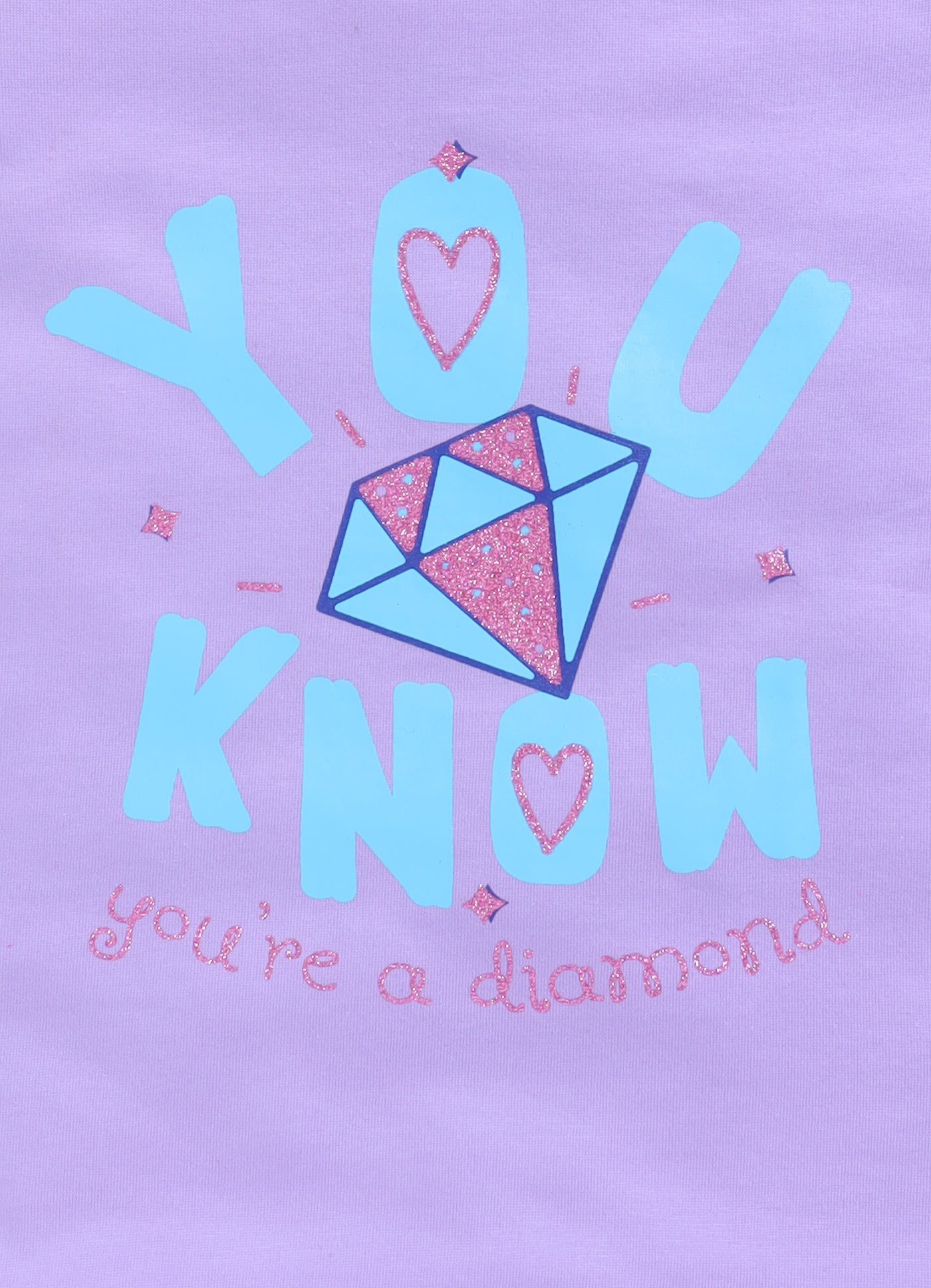 You know you're a diamond Printed Cotton T-Shirt for Girls - Violet - ParrotCrow