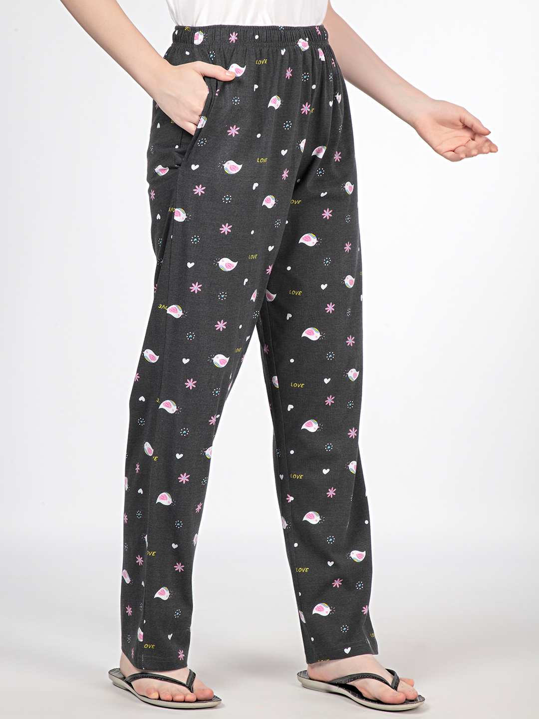 Birdie - Knit Cotton Pyjama - Loungewear Pant - Dark Grey