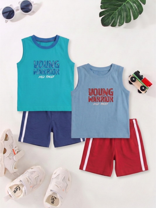Boys Sleeveless T-Shirt & Shorts Set - Pack of 2
