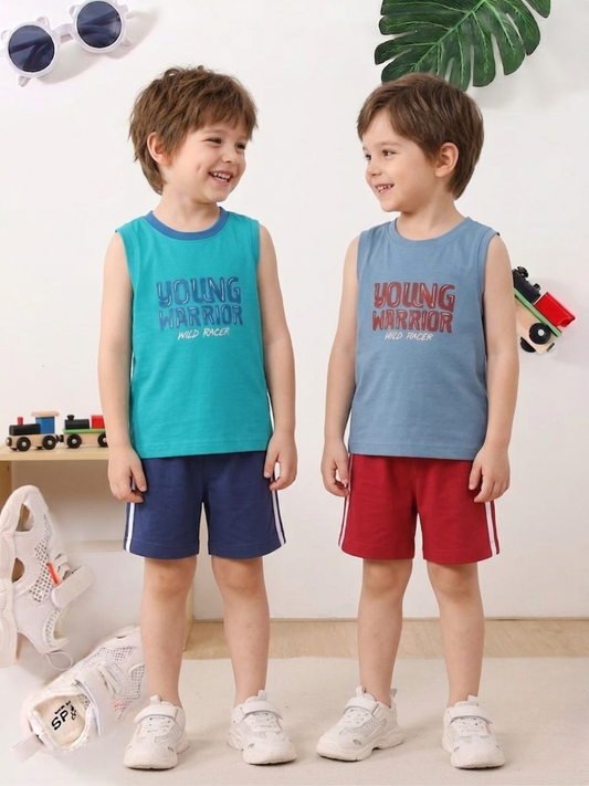 Boys Sleeveless T-Shirt & Shorts Set - Pack of 2