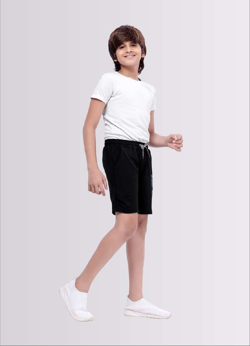 1962 Printed Black Color Polyester Lycra Shorts for Boys - ParrotCrow